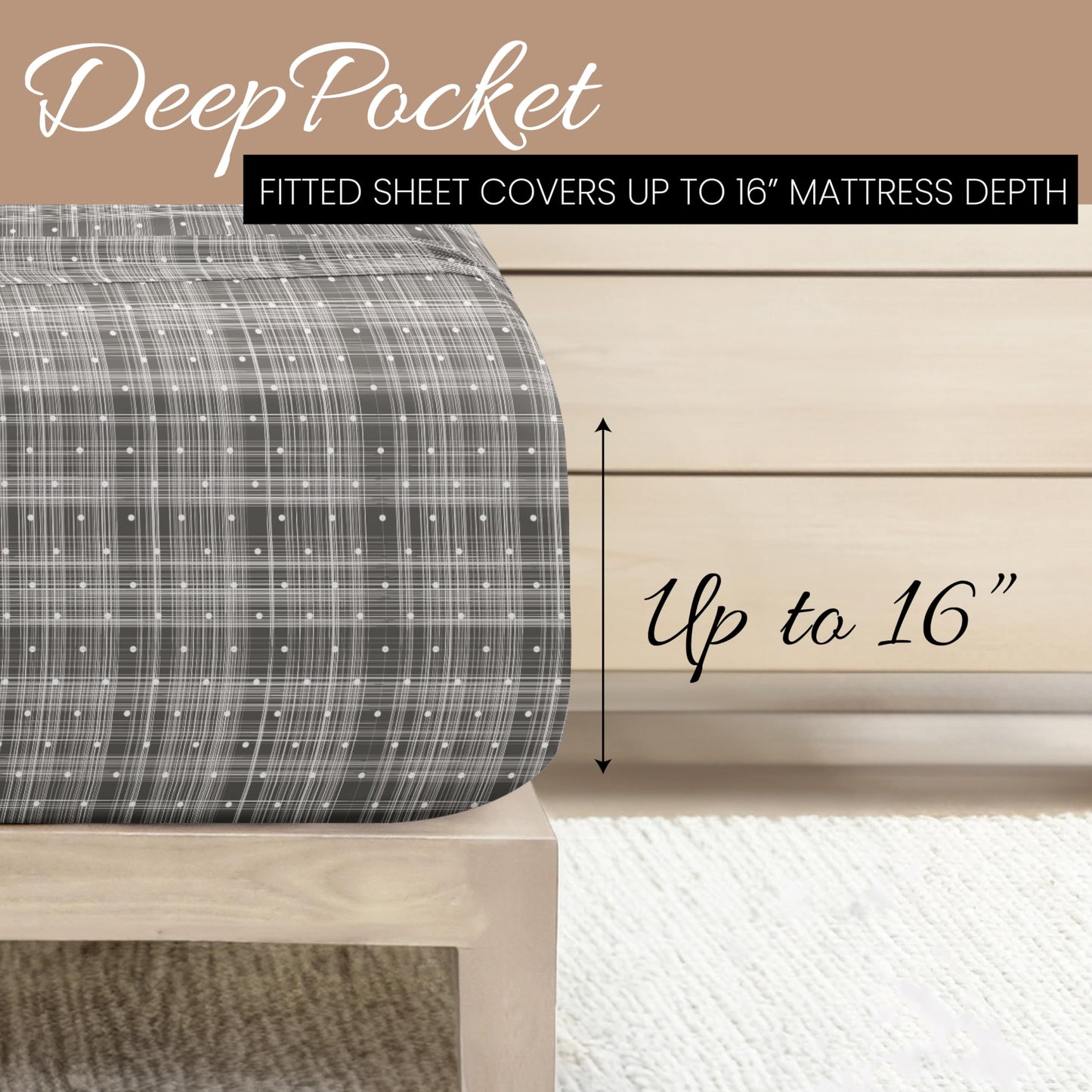 Linen Market 4 Piece King Sheet Set - Breathable, Double-Brushed Patterned Cooling Sheets – Oeko-TEX Certified Ultra Soft & Wrinkle-Free 16" Deep-Pocket King Sheets - Easy Care Polka Dot Gray