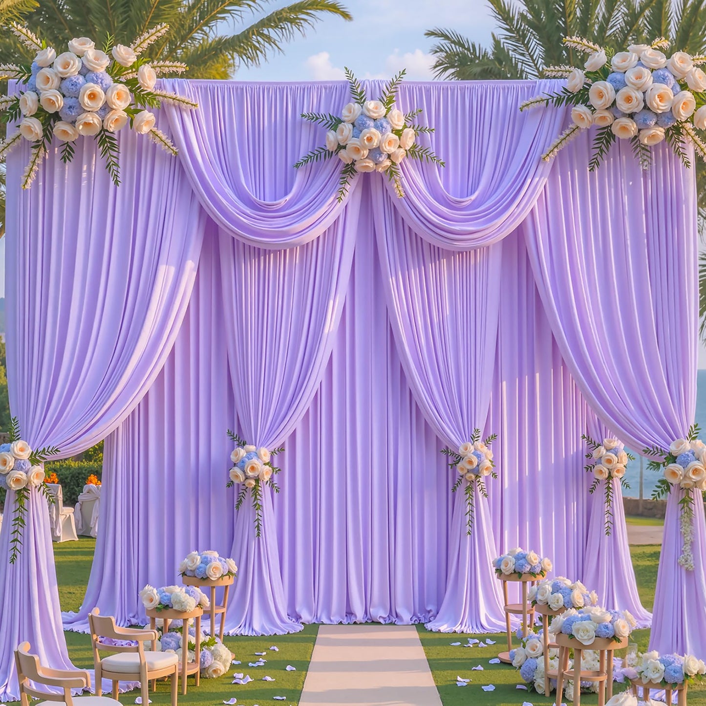 10x10ft Purple Backdrop Curtain for Parties Lavender Wrinkle Free Fabric Backdrop Curtain Wedding Photo Backdrop Drapes for Girls Baby Shower Bridal Shower Photography Lilac Back Drop 2 Panels 5x10FT