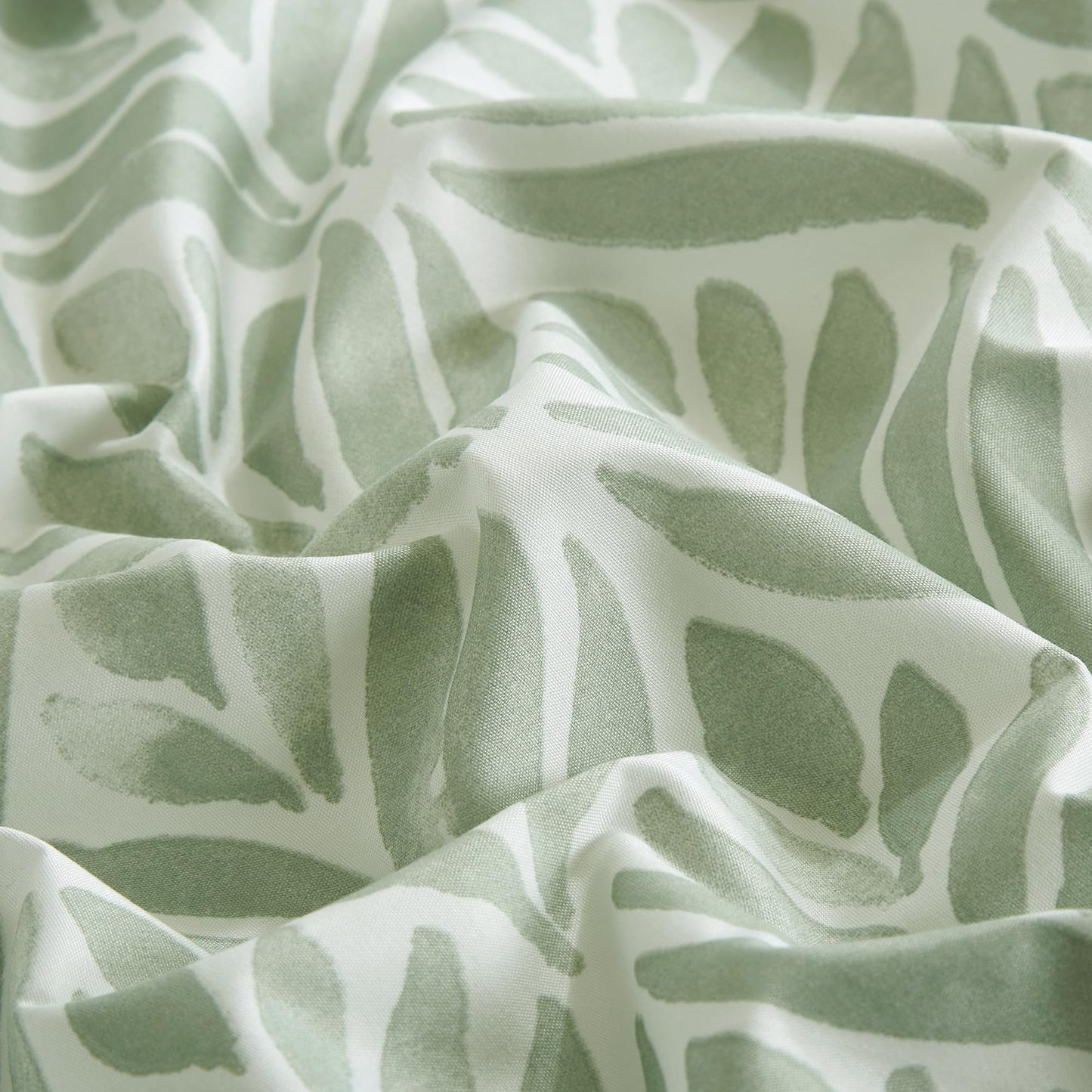 Chezmoi Collection Medina 4-Piece Tranquil Leaf Bed Sheet Set - Soft Green White Leaves Printed Microfiber 14-Inches Deep Pocket Sheets & Pillowcases Set, California King