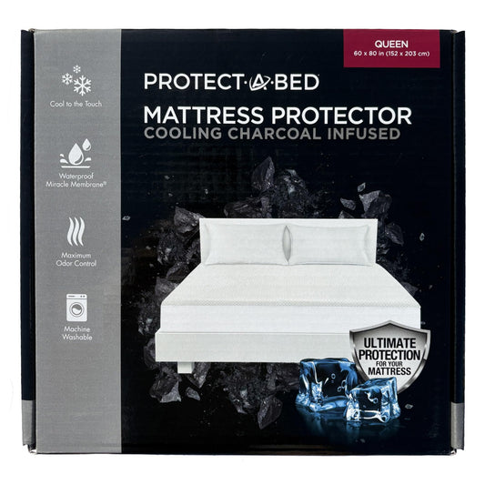 Cooling Charcoal Infused Mattress Protector, Protect-A-Bed, Waterproof, 5-Sided, Queen