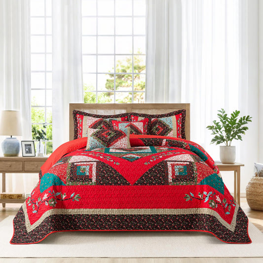 BEDIFANY Queen Size Quilt Set - Cotton Bedspreads Queen for Bed - Lightweight Farmhouse Queen Quilt Bedding Sets for All Seasons, 3 Pieces