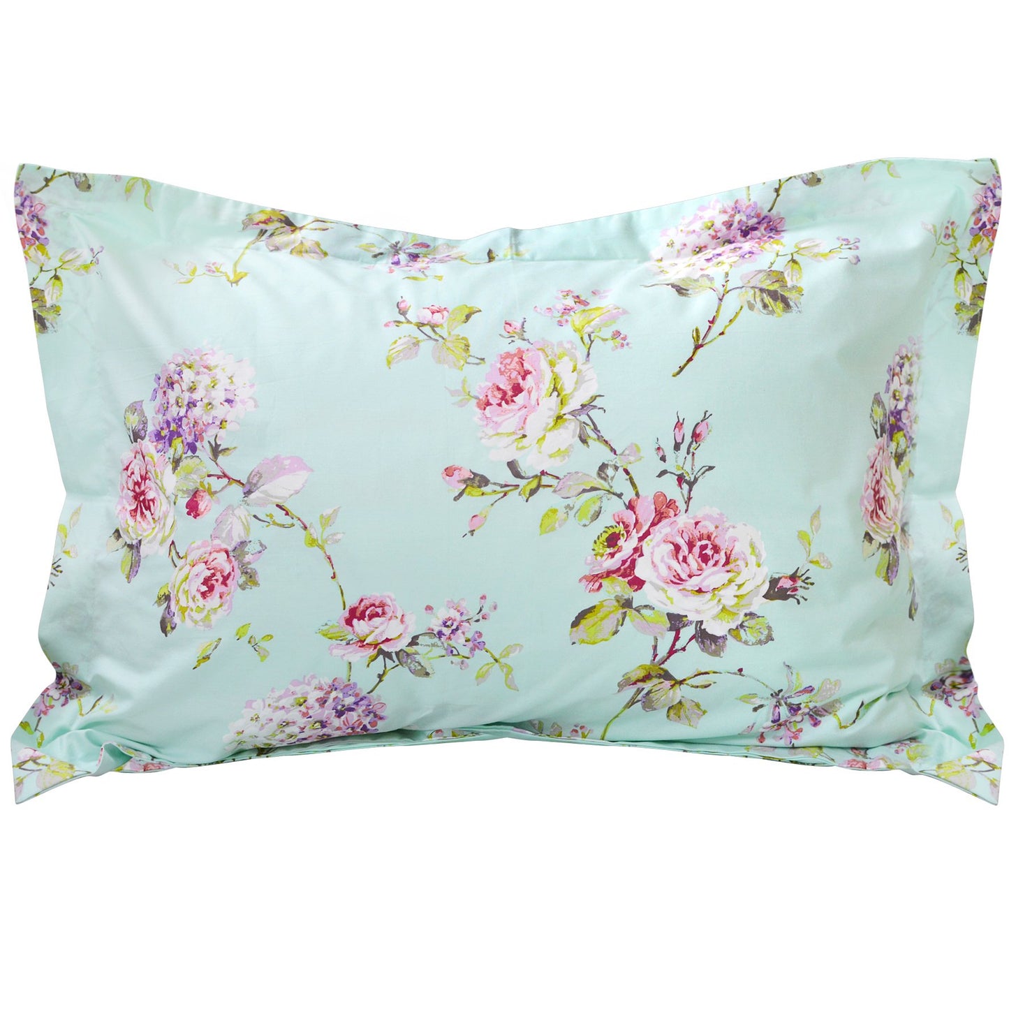 FADFAY Cotton Duvet Cover Set Full Size Blue Floral Bedding Set Super Soft Purple Hydrangea Flower Print Reverse to Striped Zipper Bed Cover French Countryside Girls Bedding 3 Pcs, Full