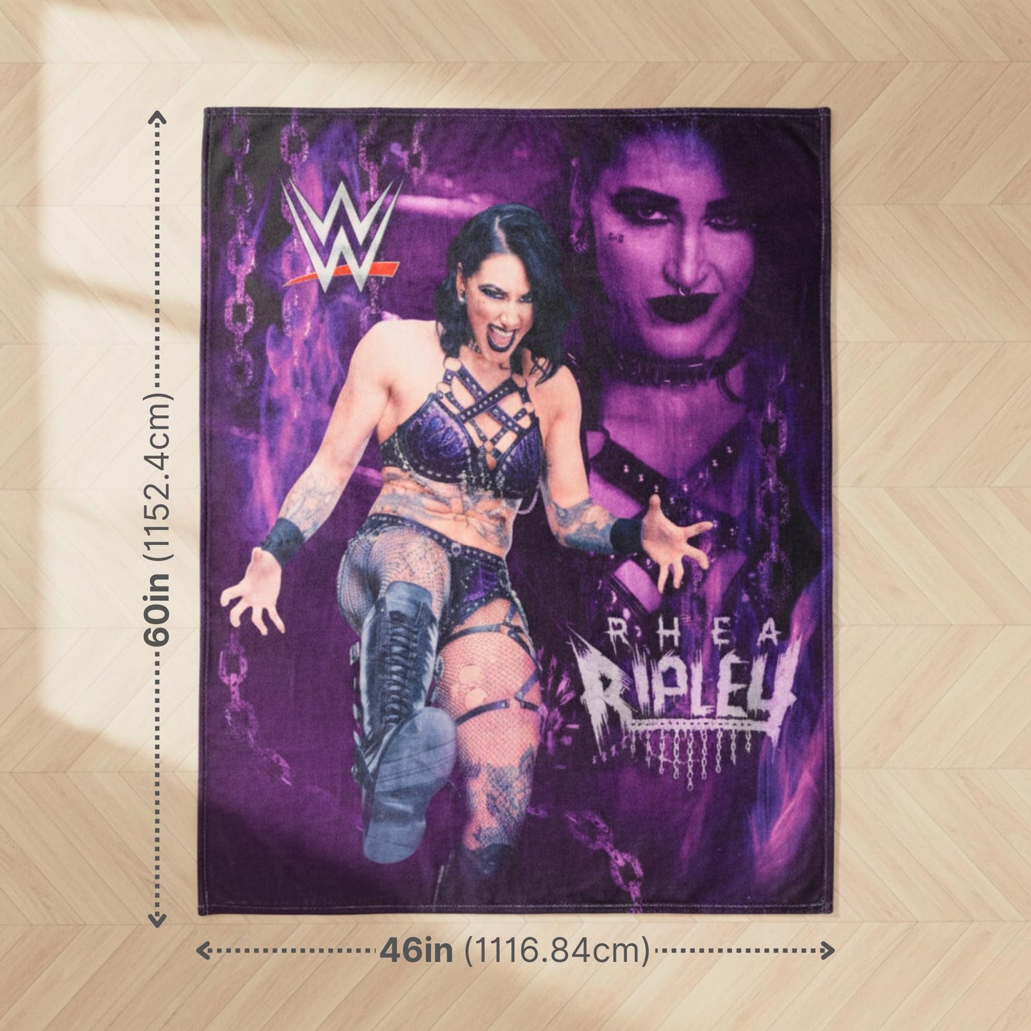 WWE Rhea Ripley Main Event Champions Bedding Super Soft Throw Blanket, 46 in x 60 in, (Official Licensed Product) By Franco Collectibles