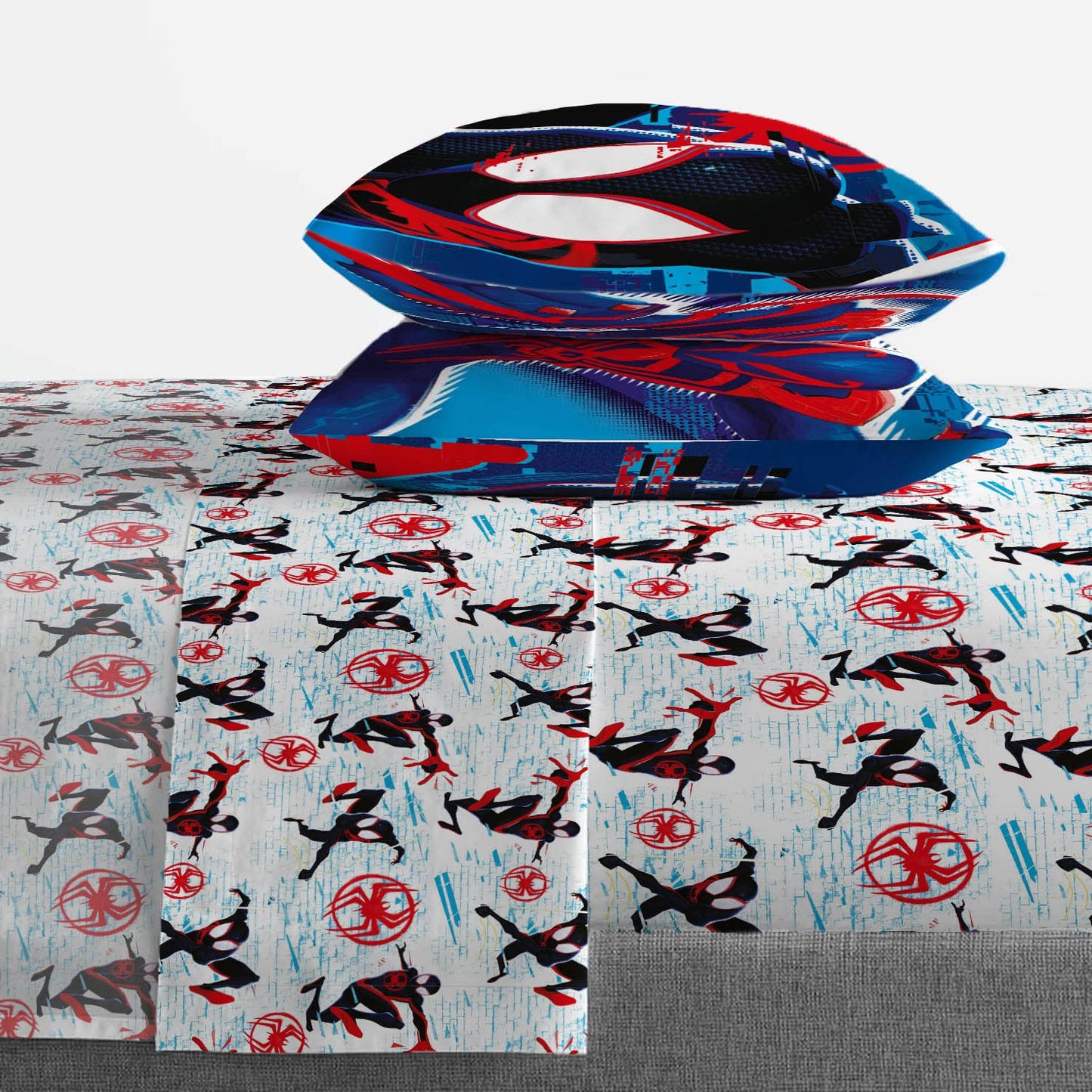 Jay Franco Spiderman Across the Spider-Verse Glitch 7 Piece Full Size Bed Set - Includes Comforter & Sheet Set Bedding - Super Soft Fade Resistant Microfiber (Official Marvel Product)