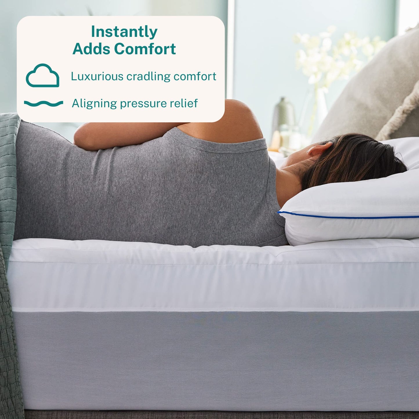 Sleep Innovations Dual Layer 4 Inch Memory Foam Mattress Topper, Twin Size, Ultra Soft Support, 3 Inch Cooling Gel Memory Foam Plus 1 Inch Fluffy Pillow Top Cover