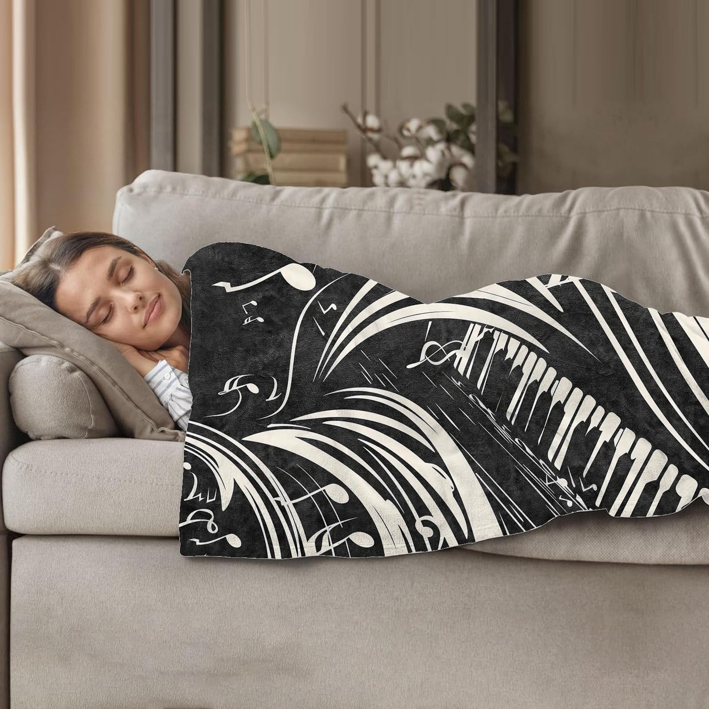 Plistiz Piano Music Blanket, Lightweight Soft Fleece Blankets Gifts for Women Girls Boys Adults, Throw for Living Room, Couch, Home, Sofa Decor, 50"x60"