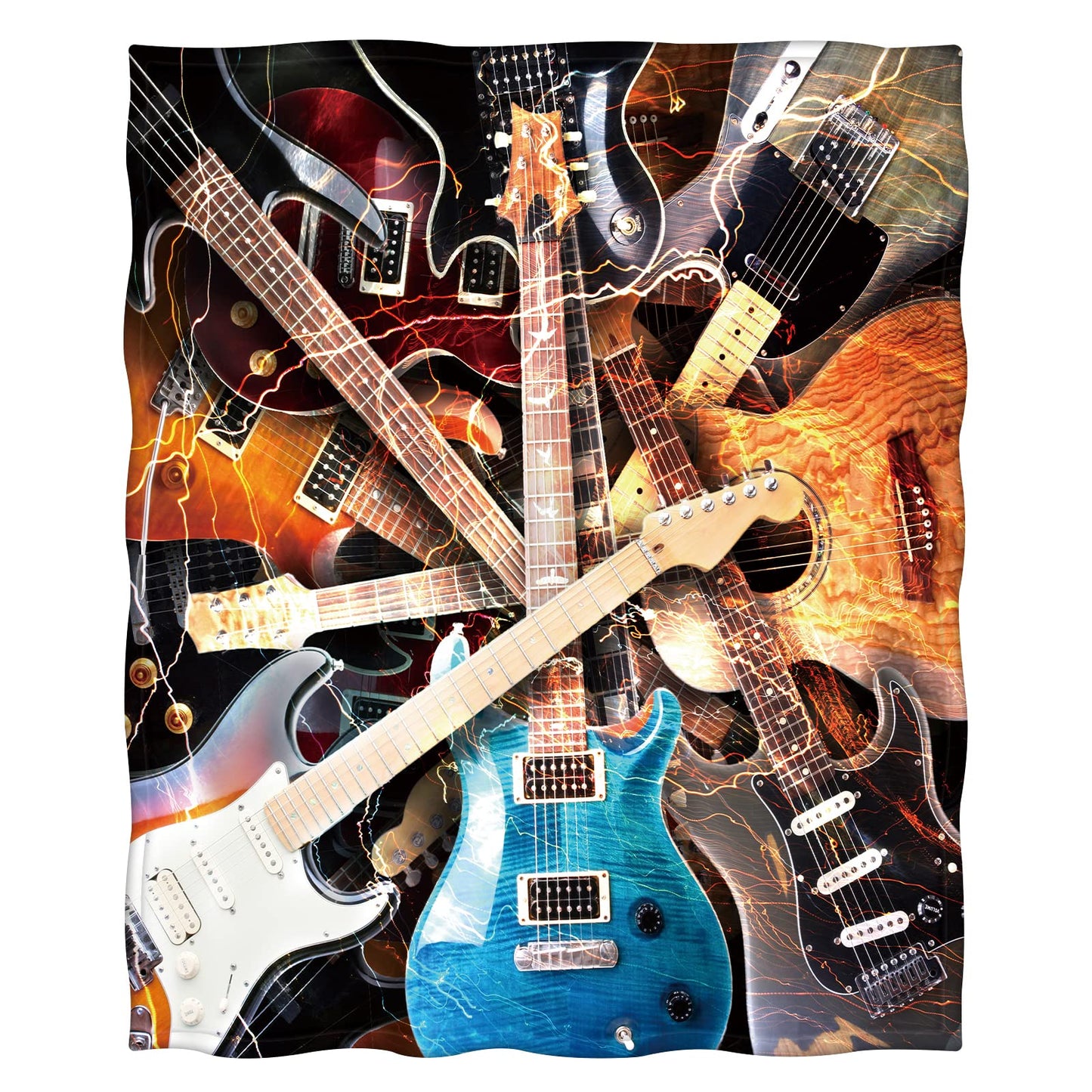 Levens Music Guitar Blanket Gifts for Men Women Girls Boys, 60"x50" Guitar Throw Blanket Rock Instrument Decor for Couch Home Bedroom, Soft Cozy Lightweight Christmas Birthday Gifts for Music Lovers