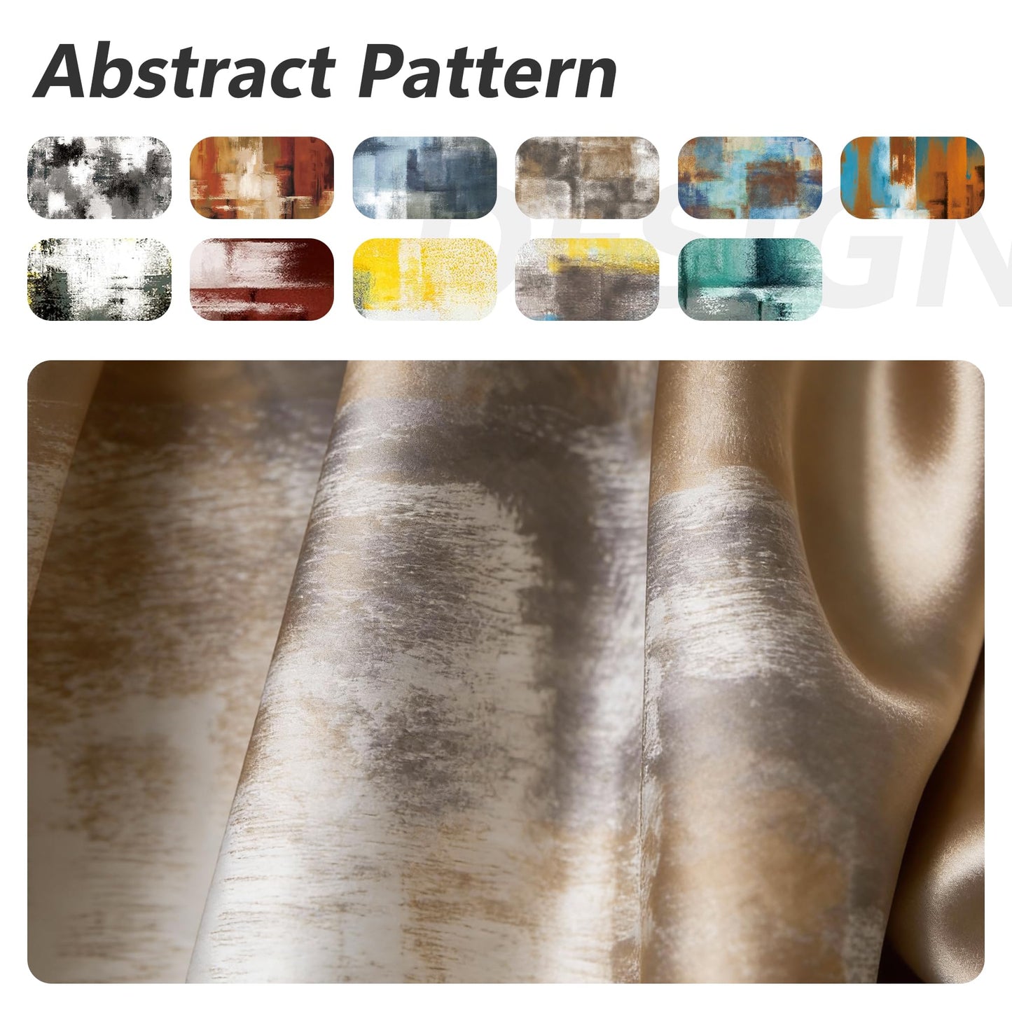 Asuexpect Abstract Curtains for Living Room 2 Panels Abstract Rust Curtain Room Darkening Grommet Window Drapes Modern Decorative Window Treatments for Bedroom, 52x84 Inches, Tan