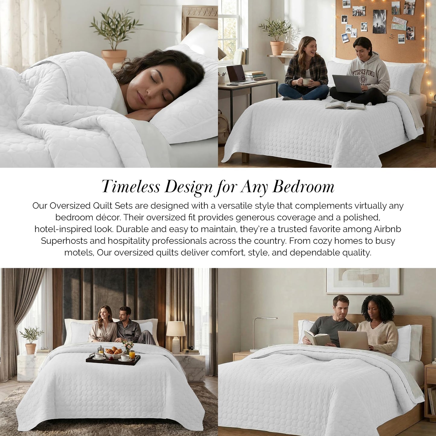 Southshore Fine Living, Inc. King Size White Quilt Bedding Set with 2 Pillow Shams, Quilted Summer Comforter, King Size, Light Weight Bedspread, California/King Quilt Coverlet, Bright White