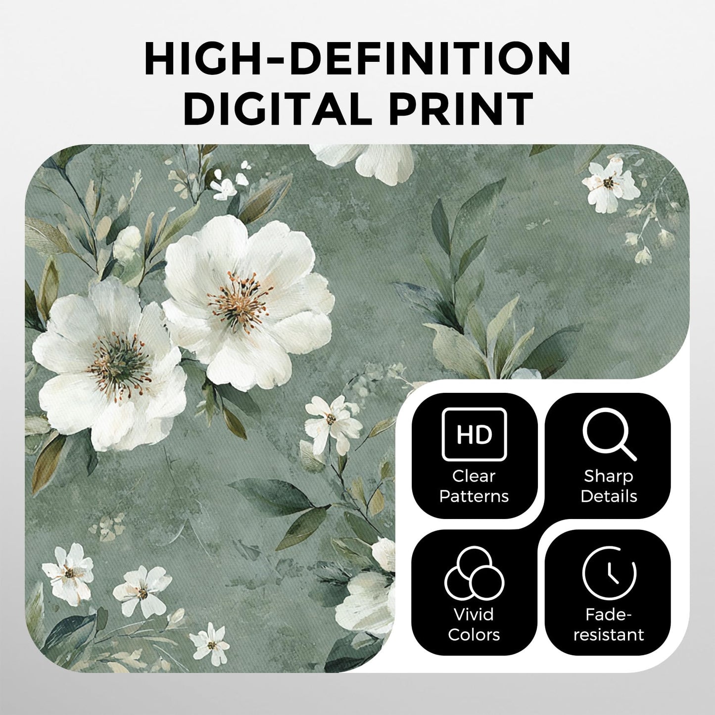 Floral Duvet Cover Queen, Botanical Leaves Bedding Set 3 Piece & 2 Pillowcases, White Flower Bedroom Decor, Reversible Soft Microfiber, Zipper Ties