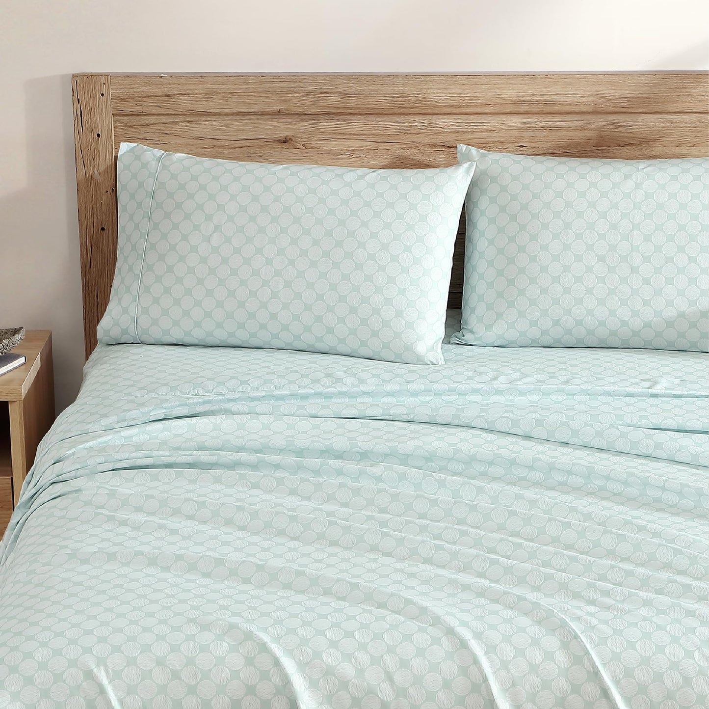 Cathay Home Sancturary Ultra-Soft Hypoallergenic Wrinkle Resistant Double-Brushed Microfiber Printed 4-Piece Bedding Sheet Set - Sage, Queen
