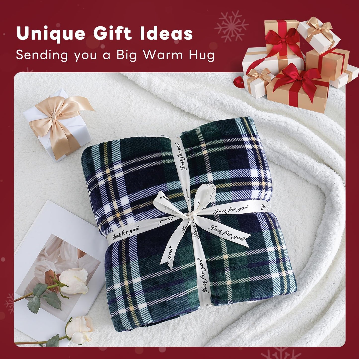 Gracelife Sherpa Fleece Throw Blanket for Couch, Fluffy Plush Warm Fuzzy Blanket for Women and Men, Cozy Thick Soft Twin Blanket for Bed (Green-Soft Blue, 60"*80")
