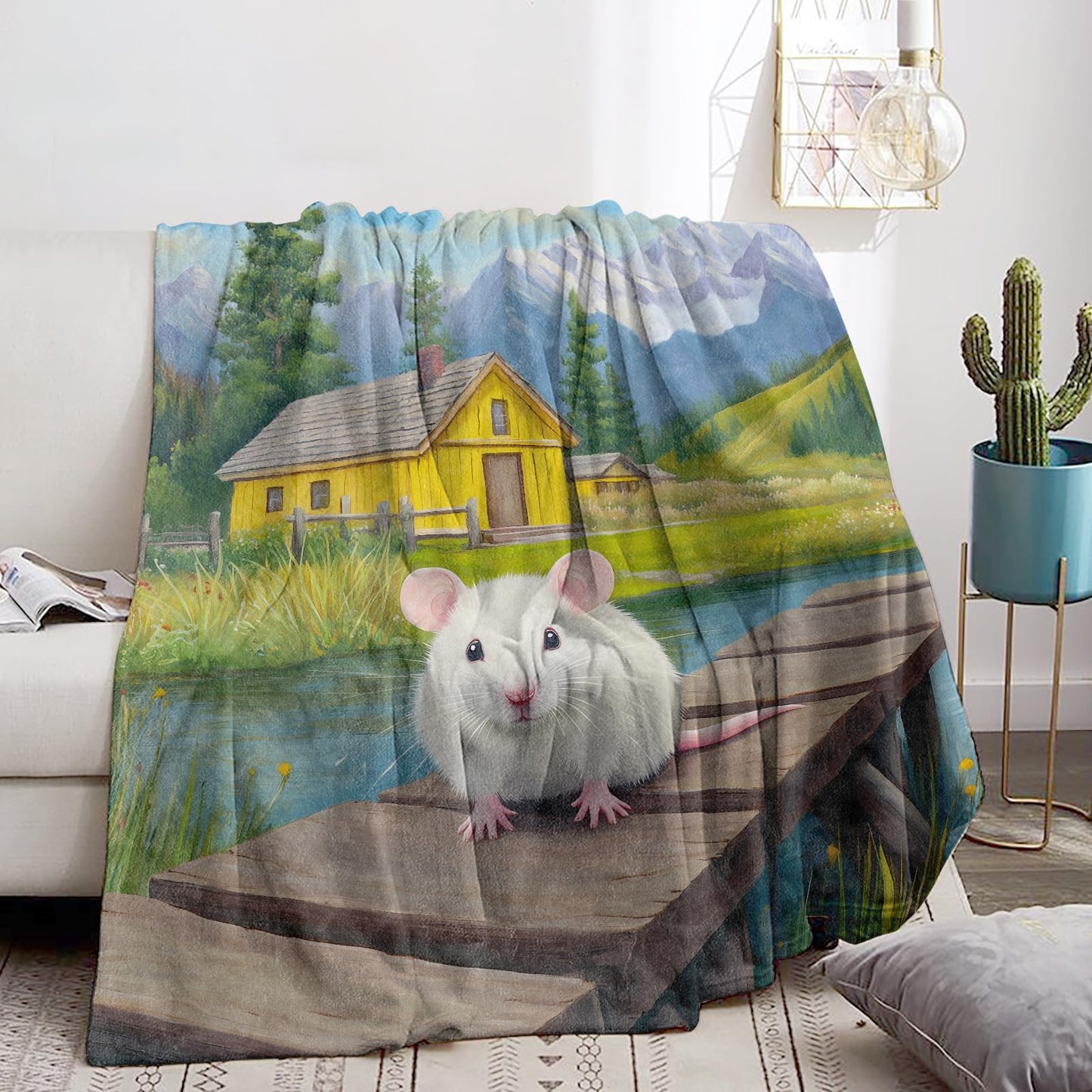 Bidesk Adorable Rat Blanket - Ultra Soft & Cozy Flannel Throw Blankets, Warm, Fuzzy & Lightweight - Perfect for Couch, Bed, Travel & Outdoor Use - for Adults Women Men 60"×50"