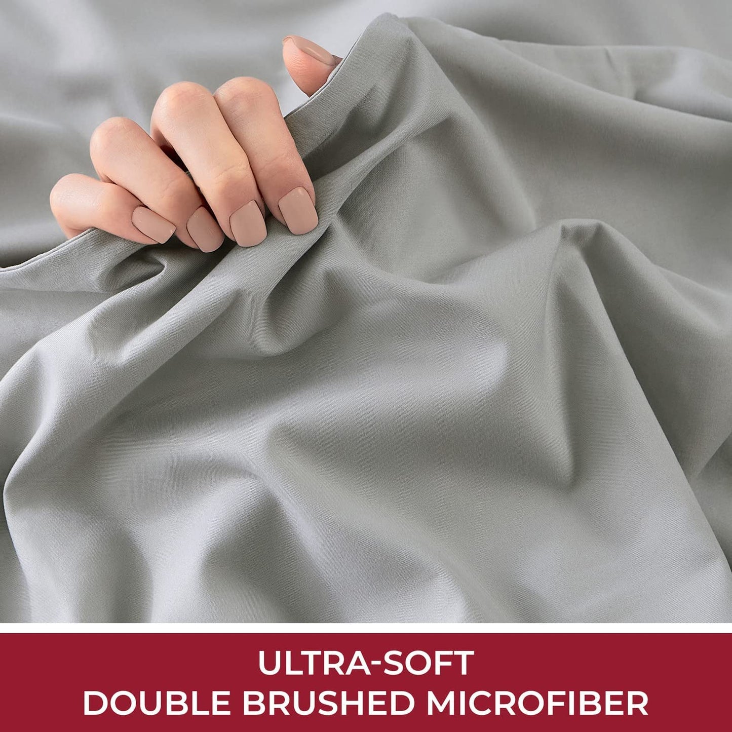 Mellanni Extra Deep Pocket King Fitted Sheet - Iconic Collection Bedding Sheets with up to 21 inch Deep Pocket - Soft & Cooling - Fade & Stain Resistant - 1 PC (King, Light Gray)