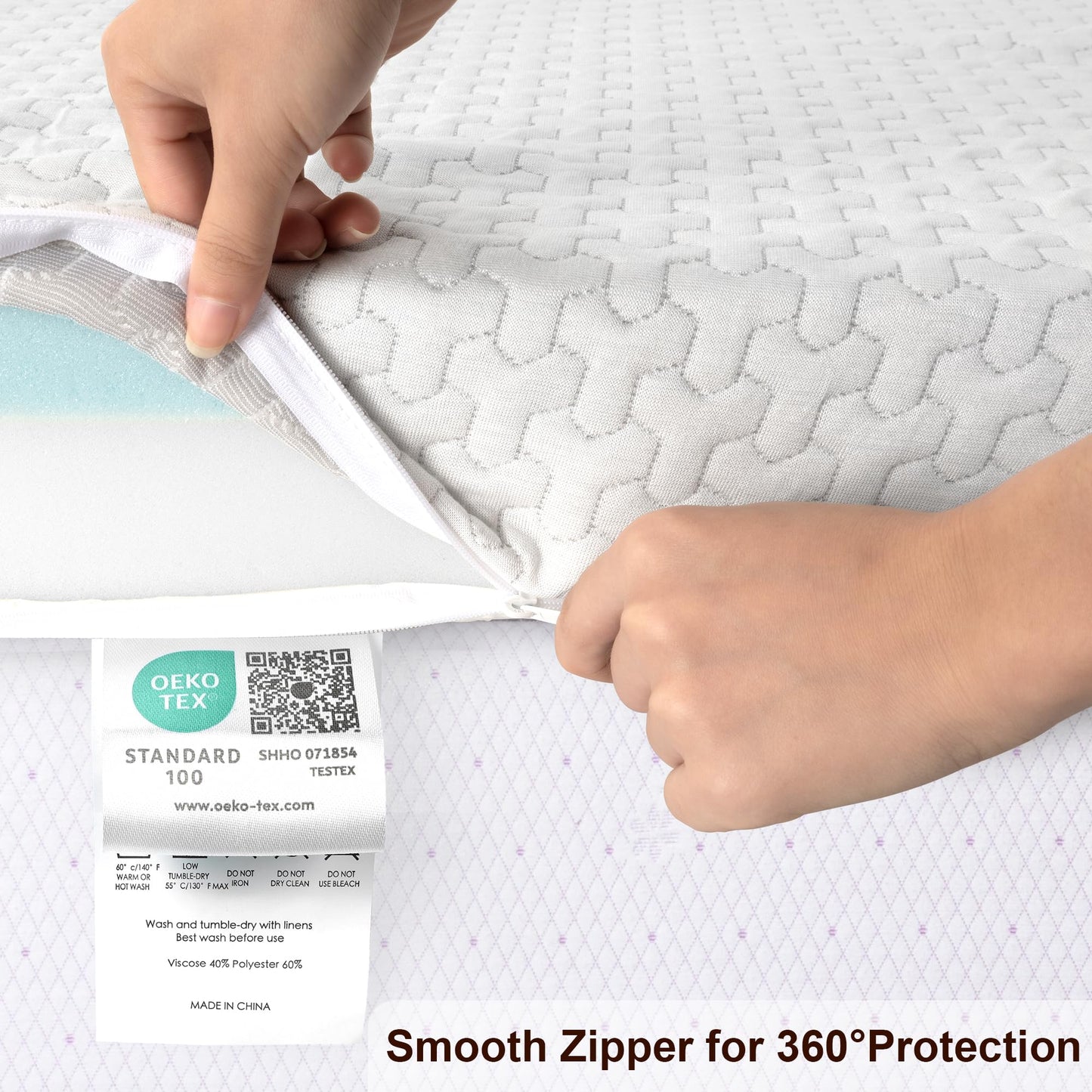 Slumbrae Bamboo Rayon Mattress Topper Cover Twin | Extends Topper Life | Anti-Slip Bottom & Adjustable Straps | 3-4 Inch Memory Foam Protector | Ideal for Dorm & Kids Beds | NOT Waterproof