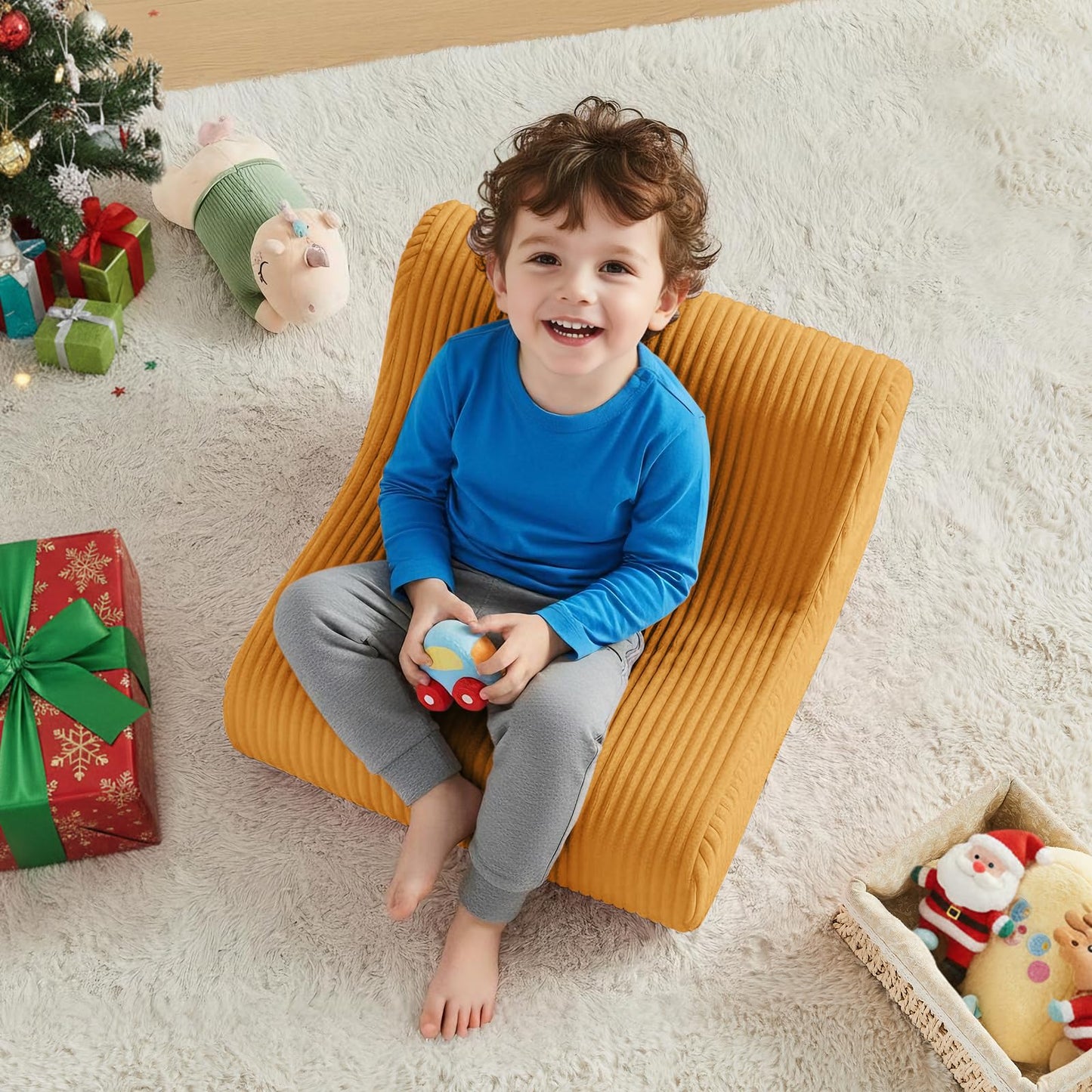DAICO Kids Bean Bag Chair Ultra-Soft Toddler Bean Bag Sofa with Handle, Small Toddler Comfy Lazy Lounger Reading Foam Chairs for Playroom or Bedroom - Birthday Gift for Boys and Girls