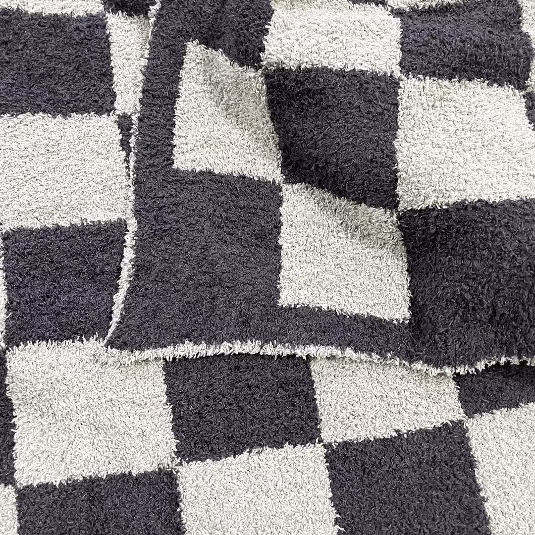 Ultra Soft Checkered Blanket Black Cozy Buffalo Check Throw Fluffy Knitted Reversible Throw Blanket Lightweight Fleece Checkerboard Grid Blanket for Sofa Couch Bed Travel, Graphite/Carbon, 51''x63''