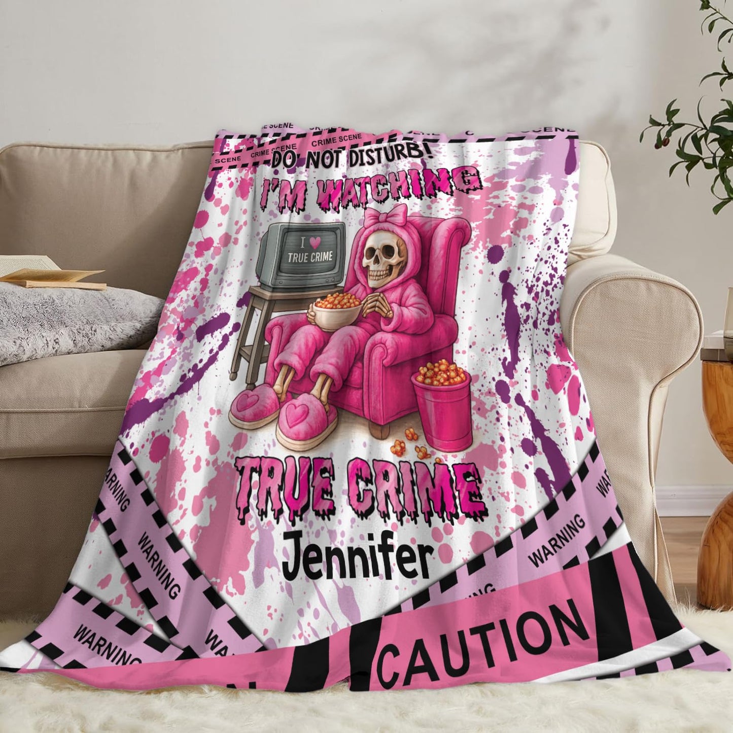 Personalized Crime Show Watching Blanket with Cozy Throw Blanket for Detective Story Fans, Crime Show Fans, Mystery Gifts, Soft Fleece Couch Bed Throws for Women & Men (#5)