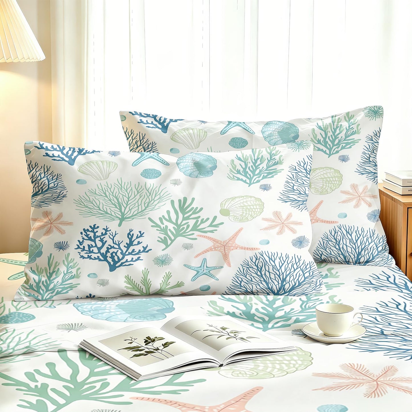 Coral Queen Bedding Set Marine Life Sheet Sets