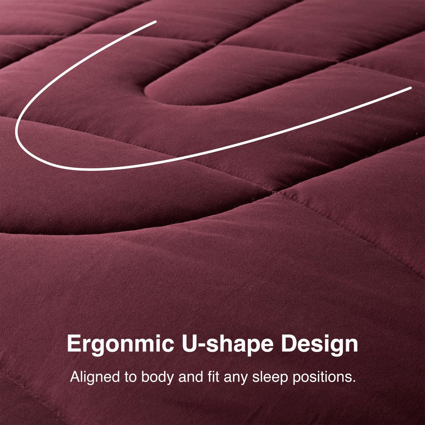 SLEEP ZONE Comforter Duvet Insert, Queen Size Quilted Reversible Comforters, Soft All Season Duvet, Down Alternative Breathable Bedding with 8 tabs, 2 Sides Burgundy Gray 88 x 88 Inches