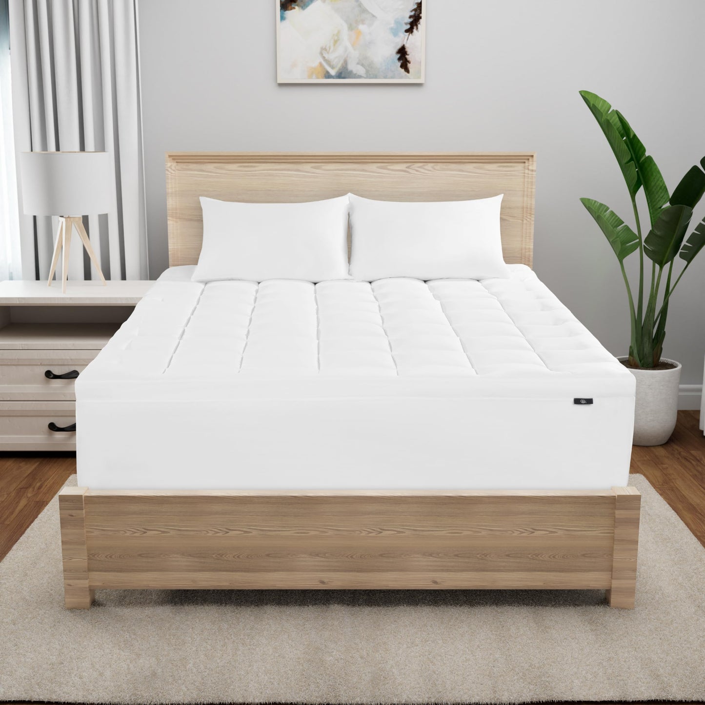 Serta Memory Flex Soft Mattress Topper, 2" Pillow Top Mattress Pad, Cushioning Stain Resistant Mattress Protector with 15" Pocket for Secure Fit, Machine Washable, King, White
