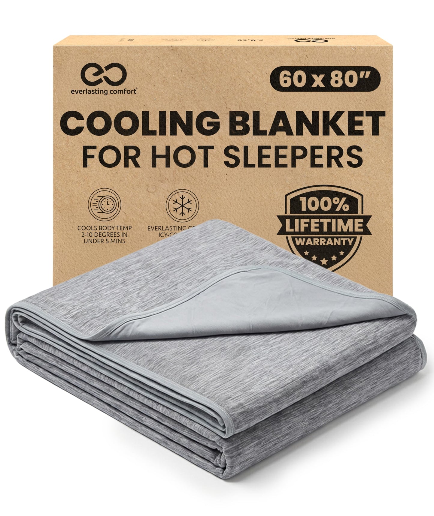 Everlasting Comfort Cooling Blanket for Hot Sleepers - Soft, Lightweight & Breathable Throw Blanket with Easy to Clean Material - Luxury Throws for Hot Flashes & Night Sweats (60"x80")