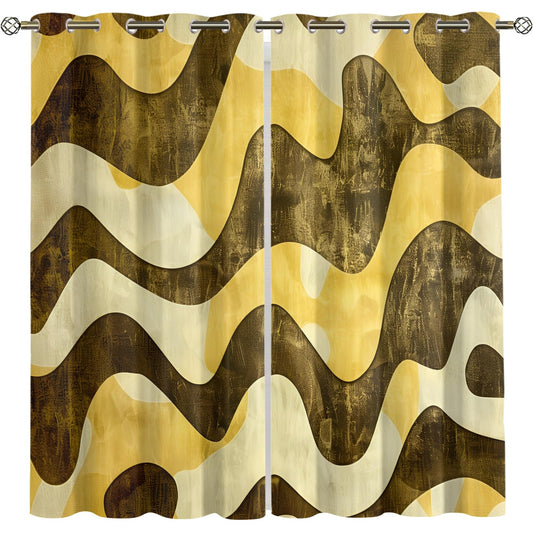 XAFIAUR Wave Art Curtains,Abstract Stripes Blackout Curtains Retro Style Grommet Drapes 2 Panels for Bedroom Living Room 31.5" W x 63" L x2