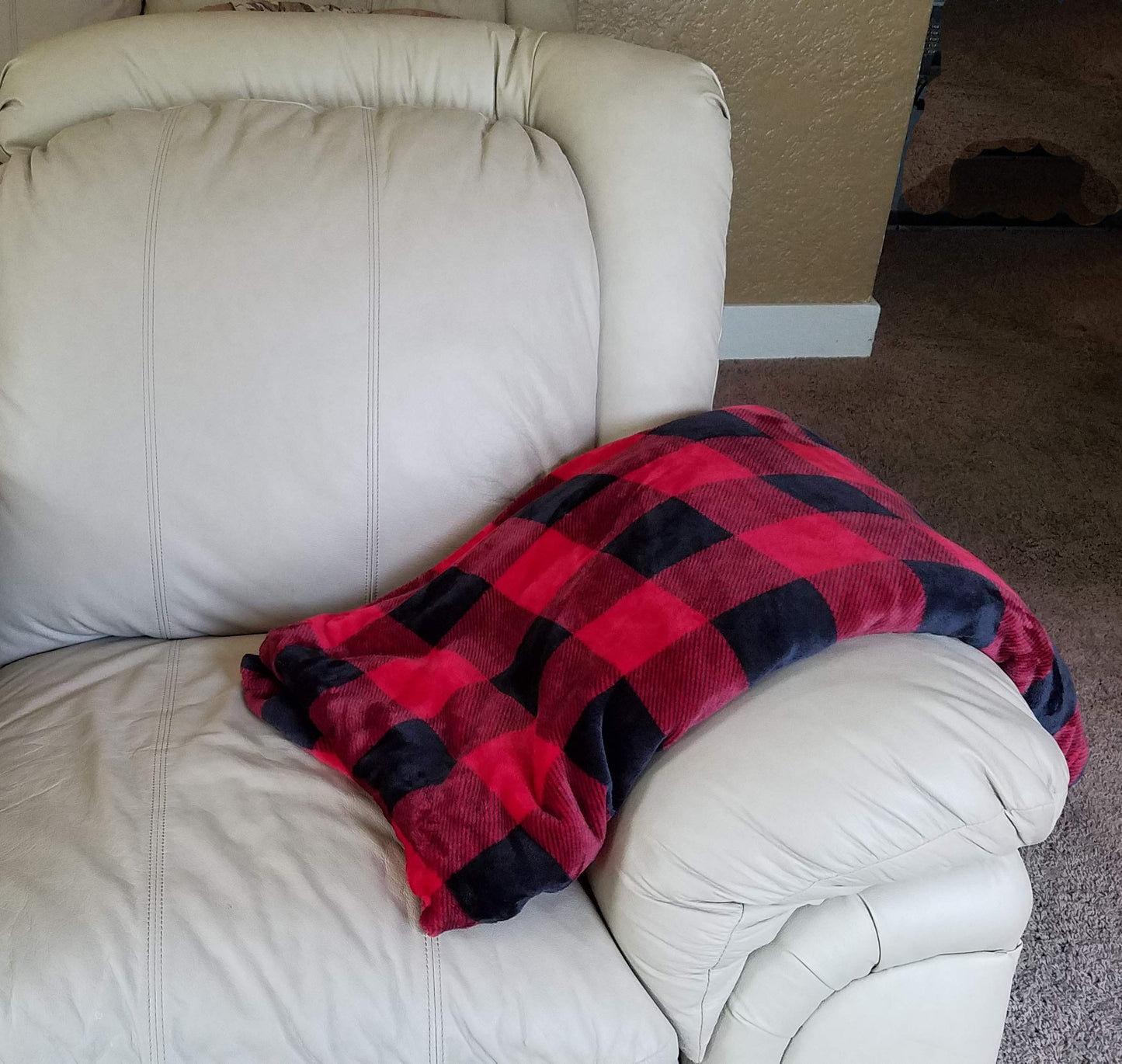 The Big One Throw Blanket Plush Super Soft Warm Cozy for Living Room 60 x 72 inches Oversized (Red Black Buffalo Plaid)