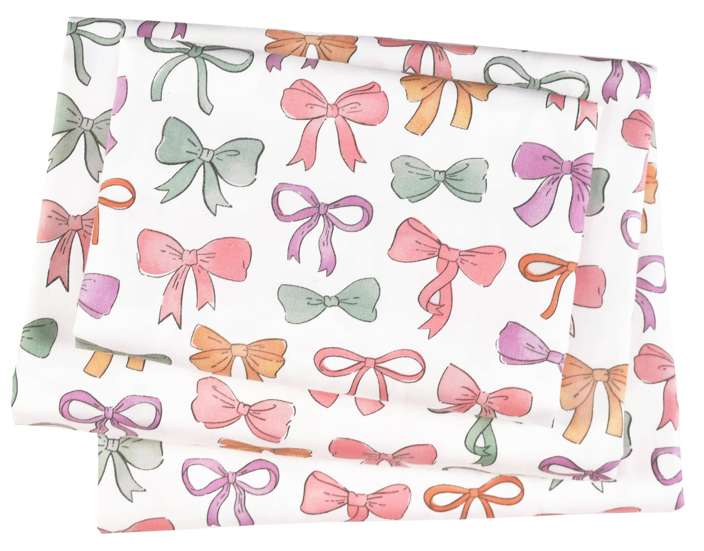 J-pinno Princess Ballet Bowknot Bow Pink Green Purple Sheet Set 100% Cotton Twin 3 Pieces Sheet Set Decoration Kids Girls Children Flat Sheet + Fitted Sheet + Pillowcase Bedding Set (Bow, Twin)
