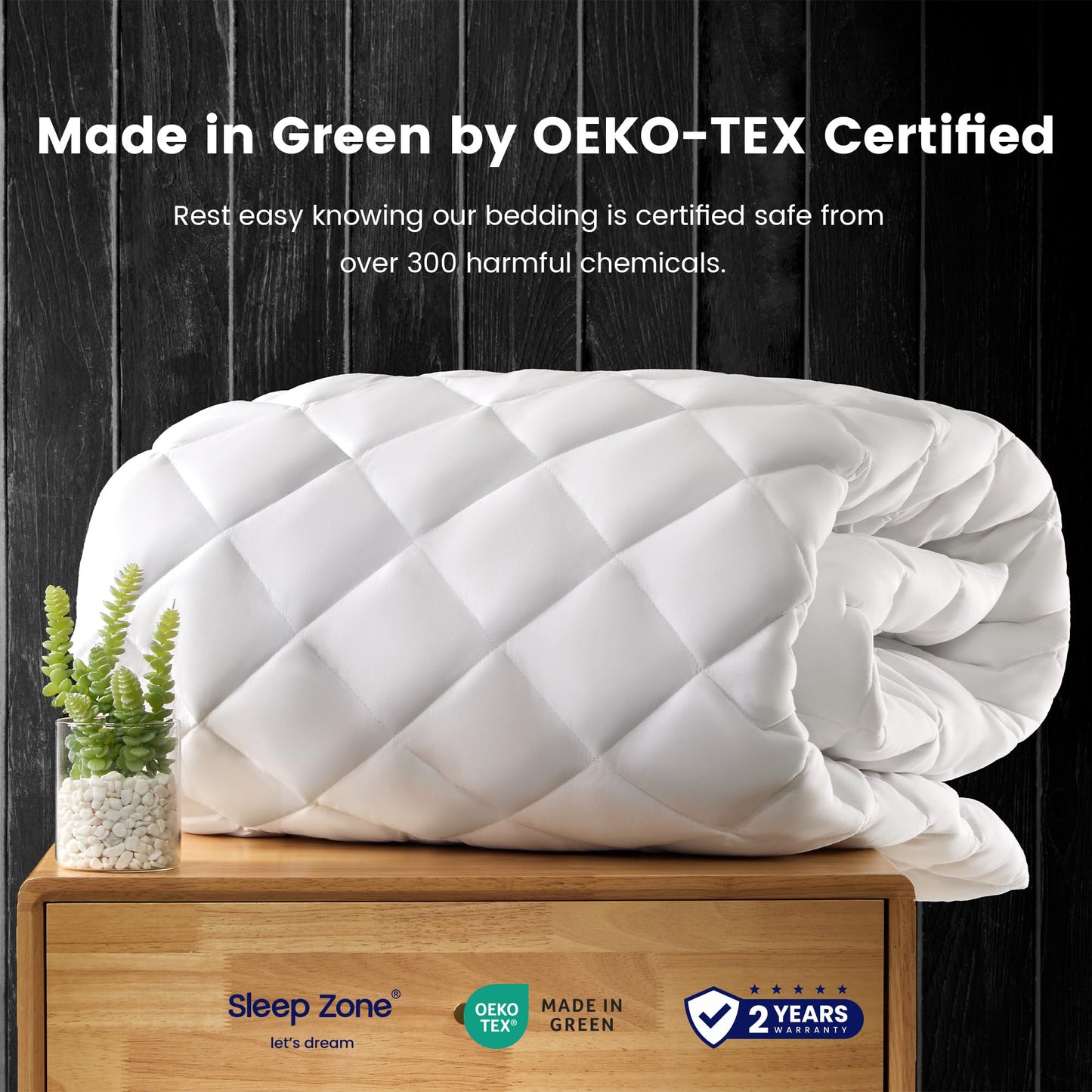 SLEEP ZONE Mattress Cover Queen Size Bed, Quilted Fitted Mattress Pad, Deep Pocket Mattress Protector Stretches up to 21 inches, Pillowtop Breathable Mattress Topper (White, 60x80)