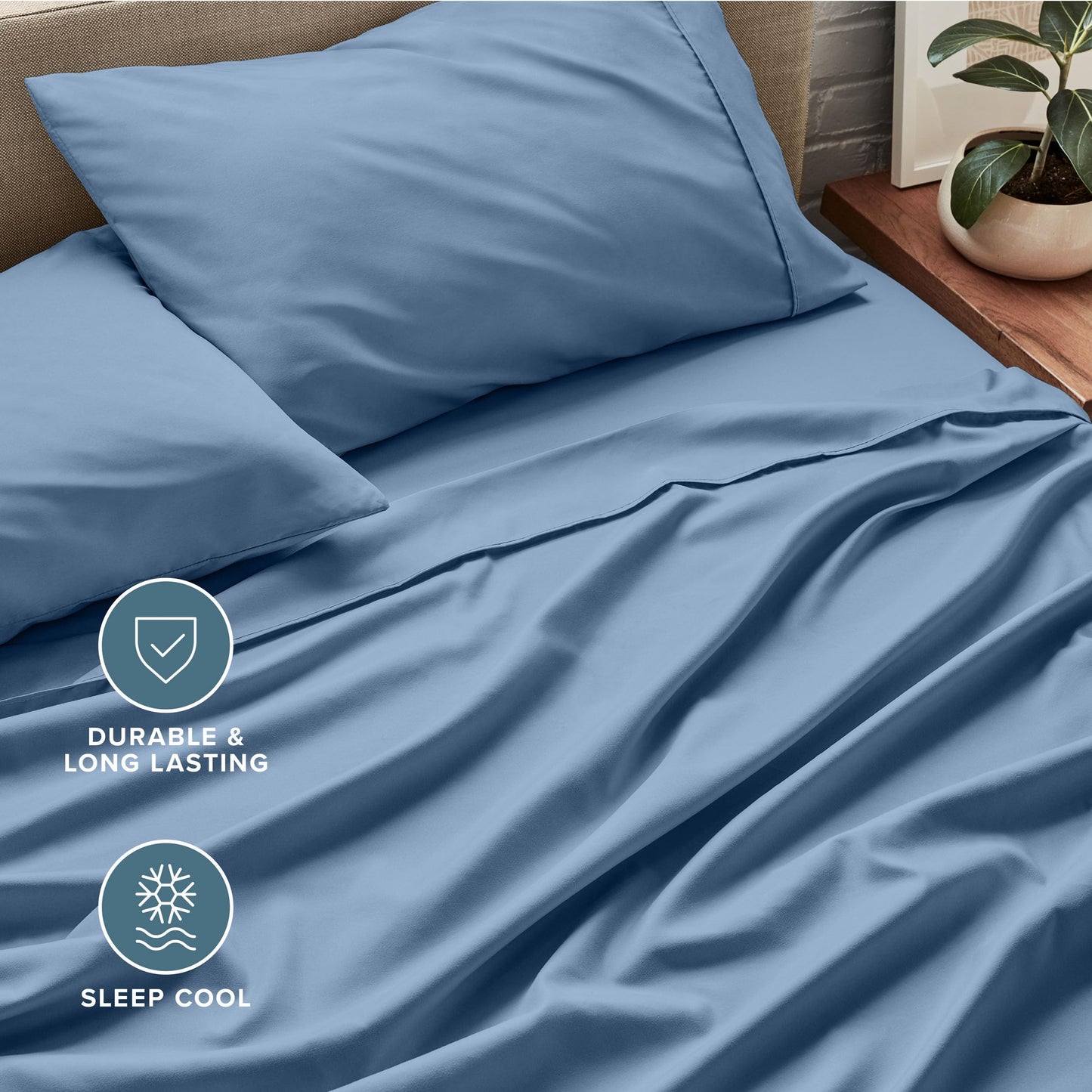 Bare Home Twin XL Sheet Set - 22'' Deep Pockets - Luxury 1800 Ultra-Soft Microfiber - Double Brushed - Easy Fit - 3 Piece Set - Bedding Sheets & Pillowcases (Twin XL, Coronet Blue)
