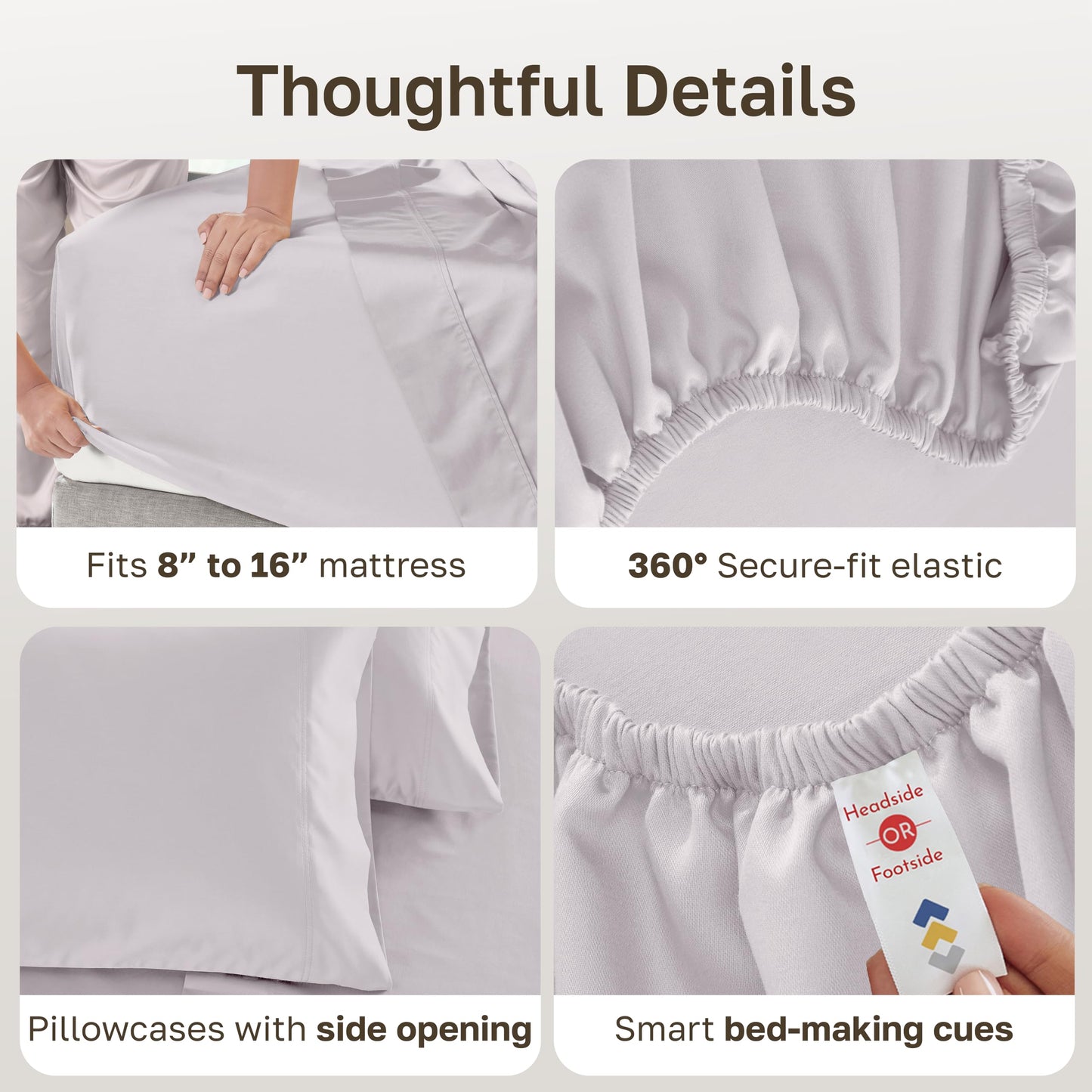 California Design Den Full Bed Sheets Set - 600 Thread Count Sateen, 100% Cotton Full Size Sheet Set, Deep Pockets with All Around Elastic, Snug Fit, Durable Bedding - Pale Lavender