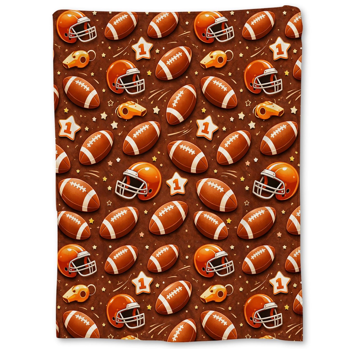 Ti Caldi Cute Football Blanket Gifts, Helmets Whistles and Stars Flannel Throw Blanket for Couch, Bed, Travel & Home Decor, Cozy Lightweight Fuzzy Warm Sports Blankets for Kids Boys Men 60×50 in