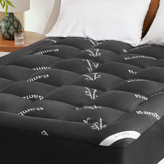 Love's cabin Twin Mattress Topper Viscose Derived from Bamboo, Thick Pillow Top Mattress Pad with Stretchable Pockets for 8"-20" Mattress, Breathable Cooling Mattress Topper for Hot Sleepers, Black