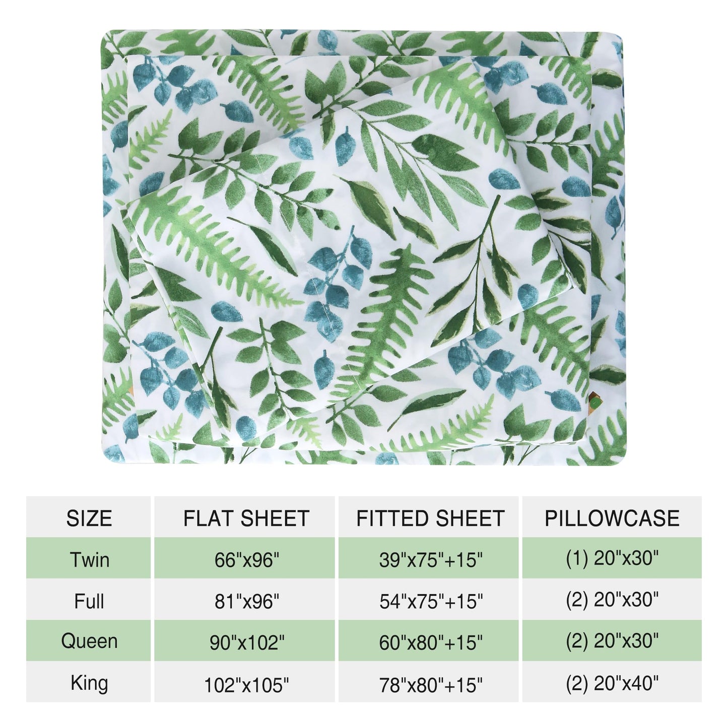 Viviland Queen Bed Sheet Set - 4 Piece Double Brushed Microfiber Bedding - Deep Pocket Up to 15", Ultra Soft, Breathable & Wrinkle Resistant Skin-Friendly Cooling Sheets for Adult - Verdant Breath(Q)