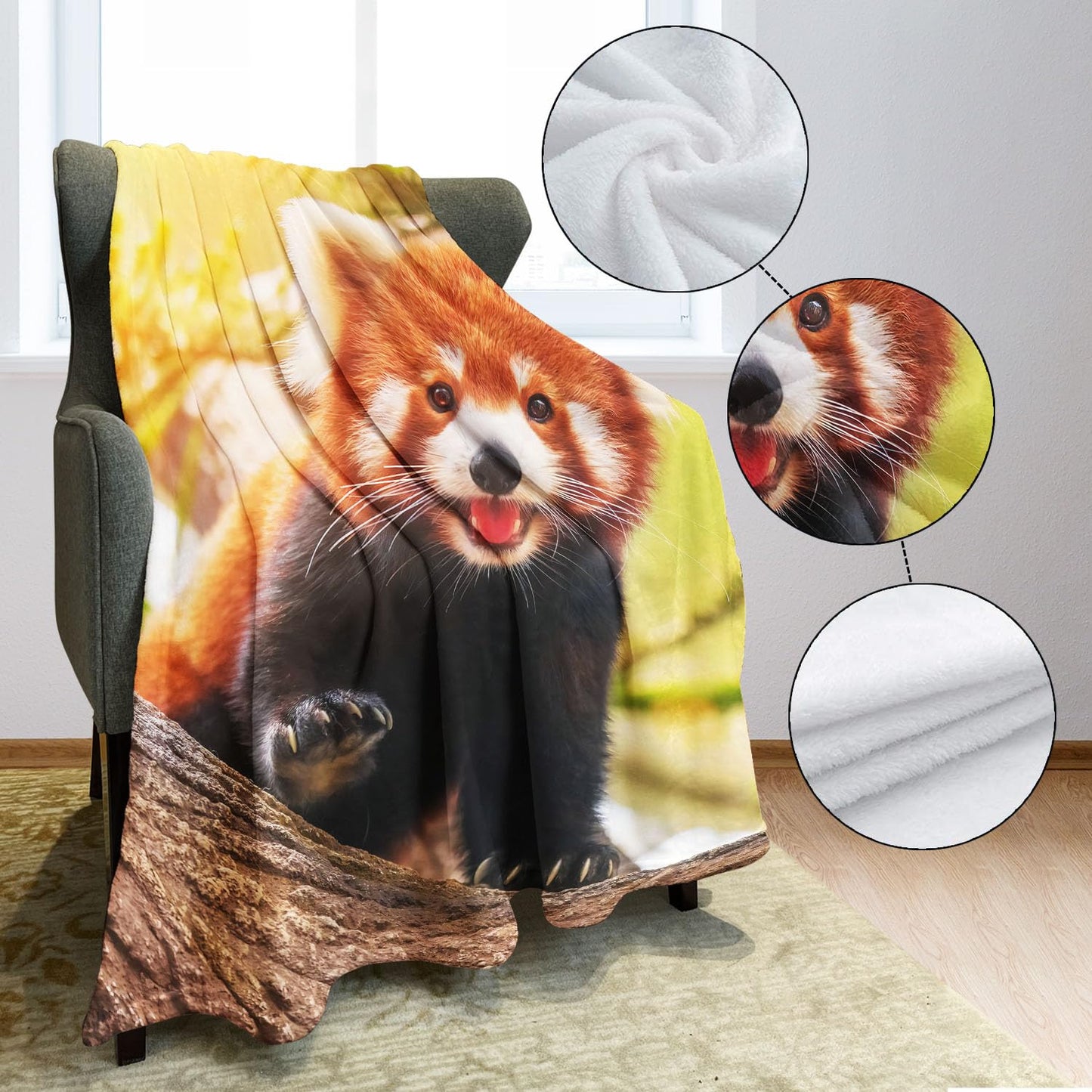 Rstick Red Panda Blanket Cute Little Panda Fleece Blanket Soft Fuzzy Plush Throw Blankets for Couch Bed 50"x60"