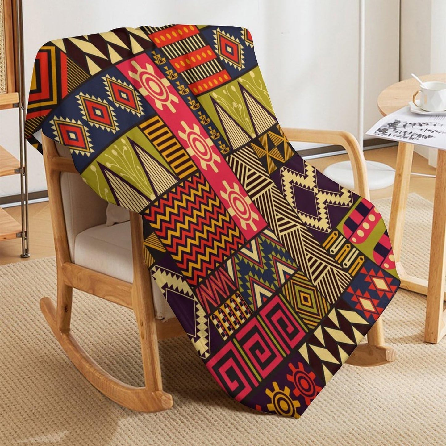 ZhiRain African Ethnic Throw Blanket African Indigenous Totem Geometric Abstract Pattern Blanket for Sofa Bed Couch Chair Or Dorm 50"x60"
