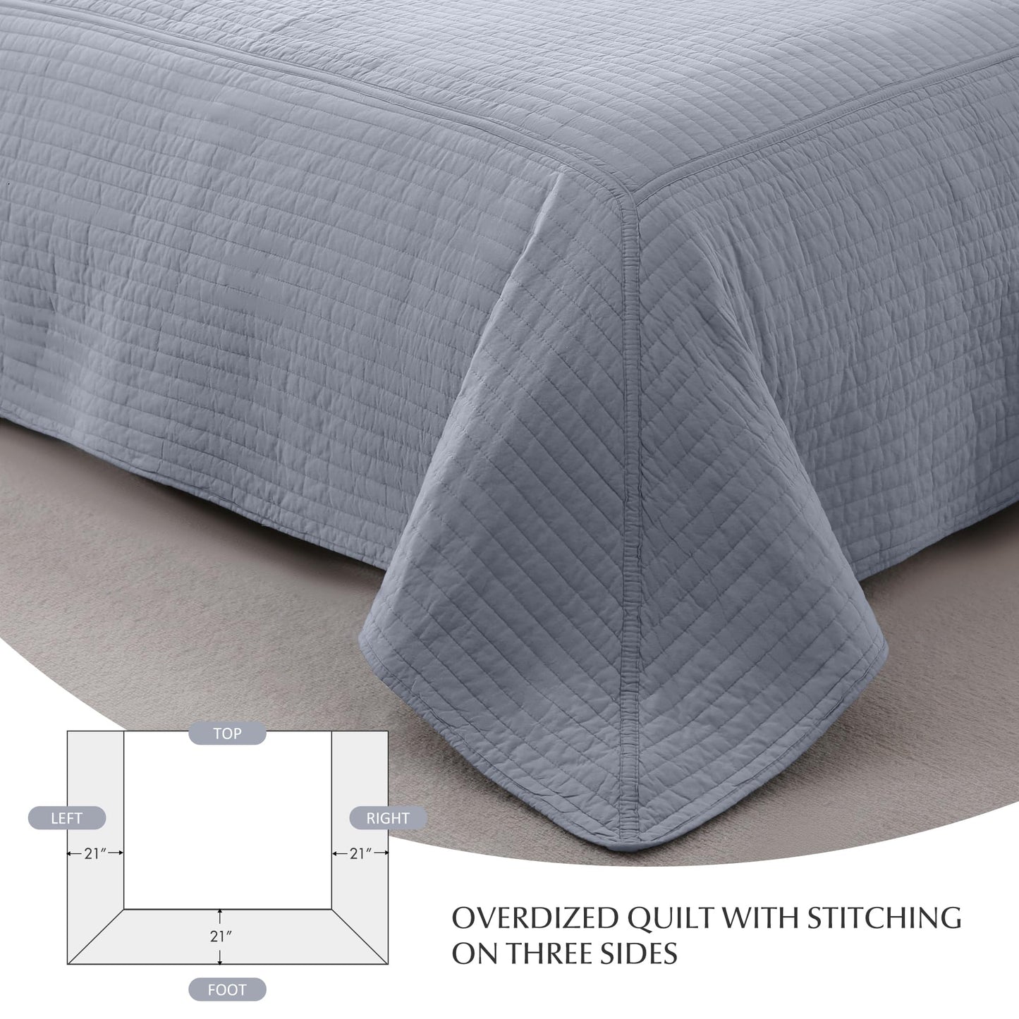 FDDX 100% Cotton Quilt Set California King Size - Soft Lightweight Stripe Bedding Set, Classic Comforter Set for All Season with 2 Shams, Oversized Bedspread Coverlet, 110x120 inches