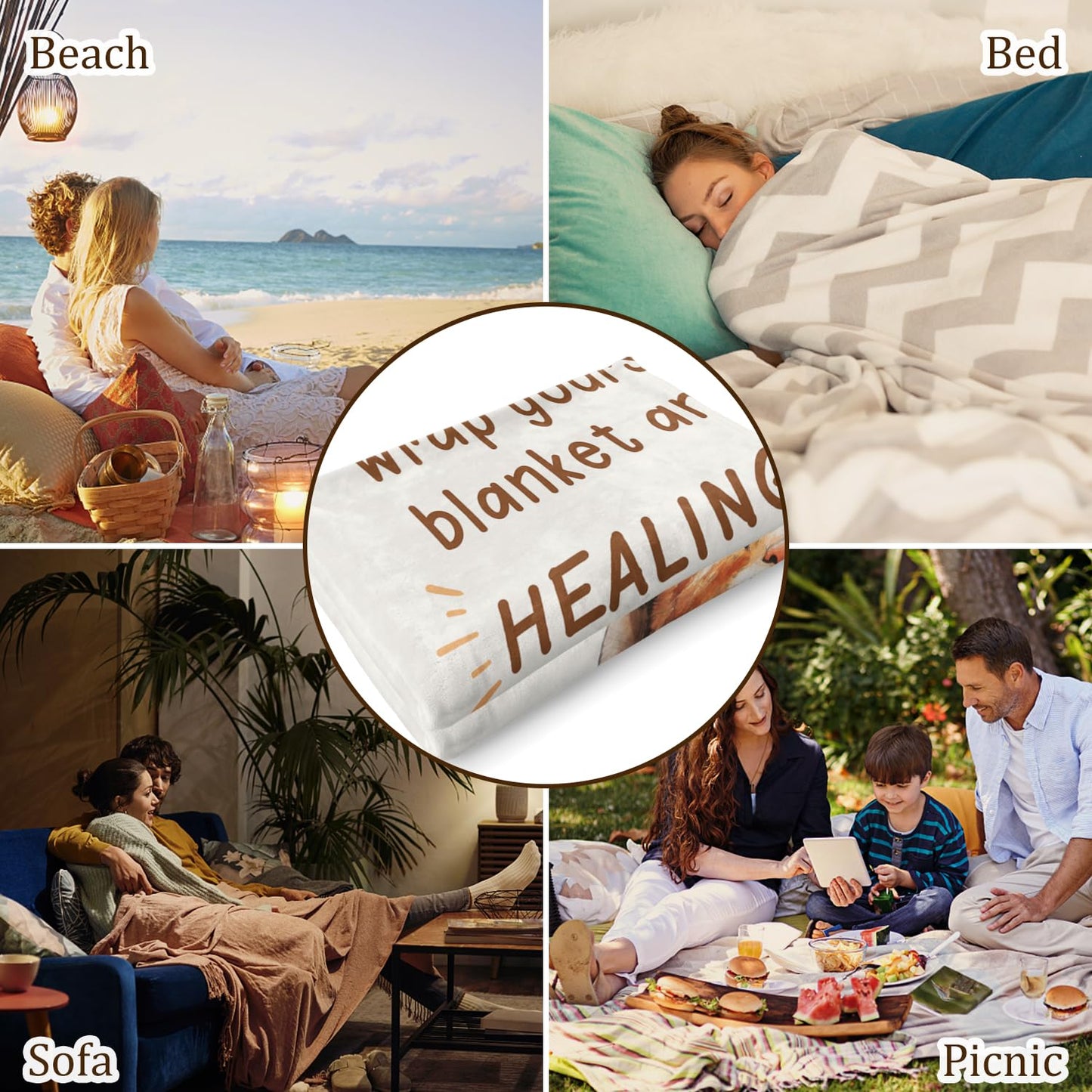 Get Well Gifts for Women Men After Surgery, Get Well Soon Gift Cancer Care Breast Cancer Gifts for Woman, Thinking of You Feel Better Gift Chemotherapy Must Haves Healing Power Blanket 60"×50"