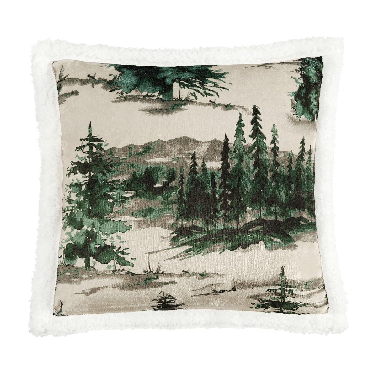 Paseo Road Indigo Hill by HiEnd Accents Joshua 3 Piece Sherpa Throw Blanket Set, Forest Pine Trees Nature Print Fleece Throw Set, Western Cabin Lodge Style, 1 Throw and 2 Pillows