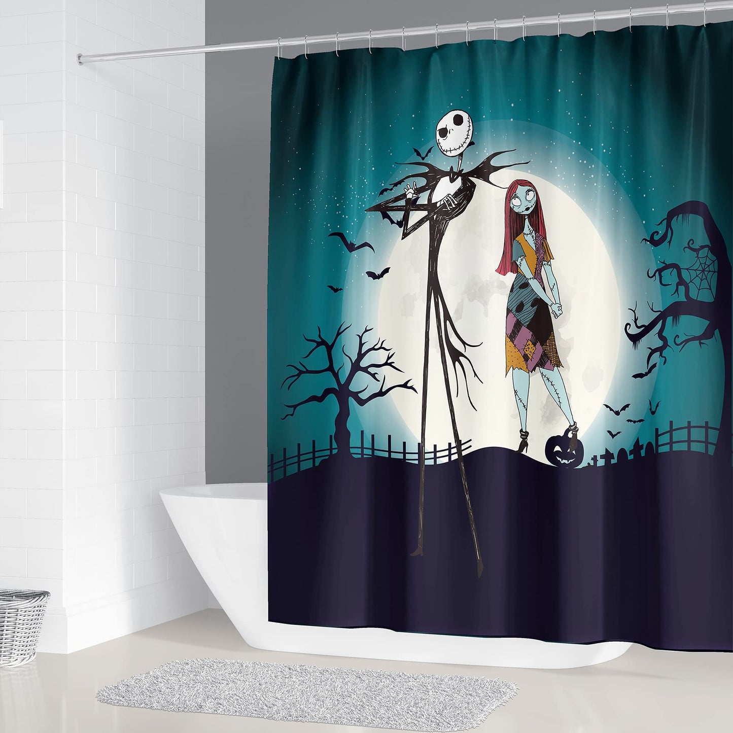 DDS-DUDES Christmas Shower Curtain Kids Bathroom Halloween Decor with 12 Curtain Hooks for Bathroom, Waterproof 71 x 71 inch (SC-06)