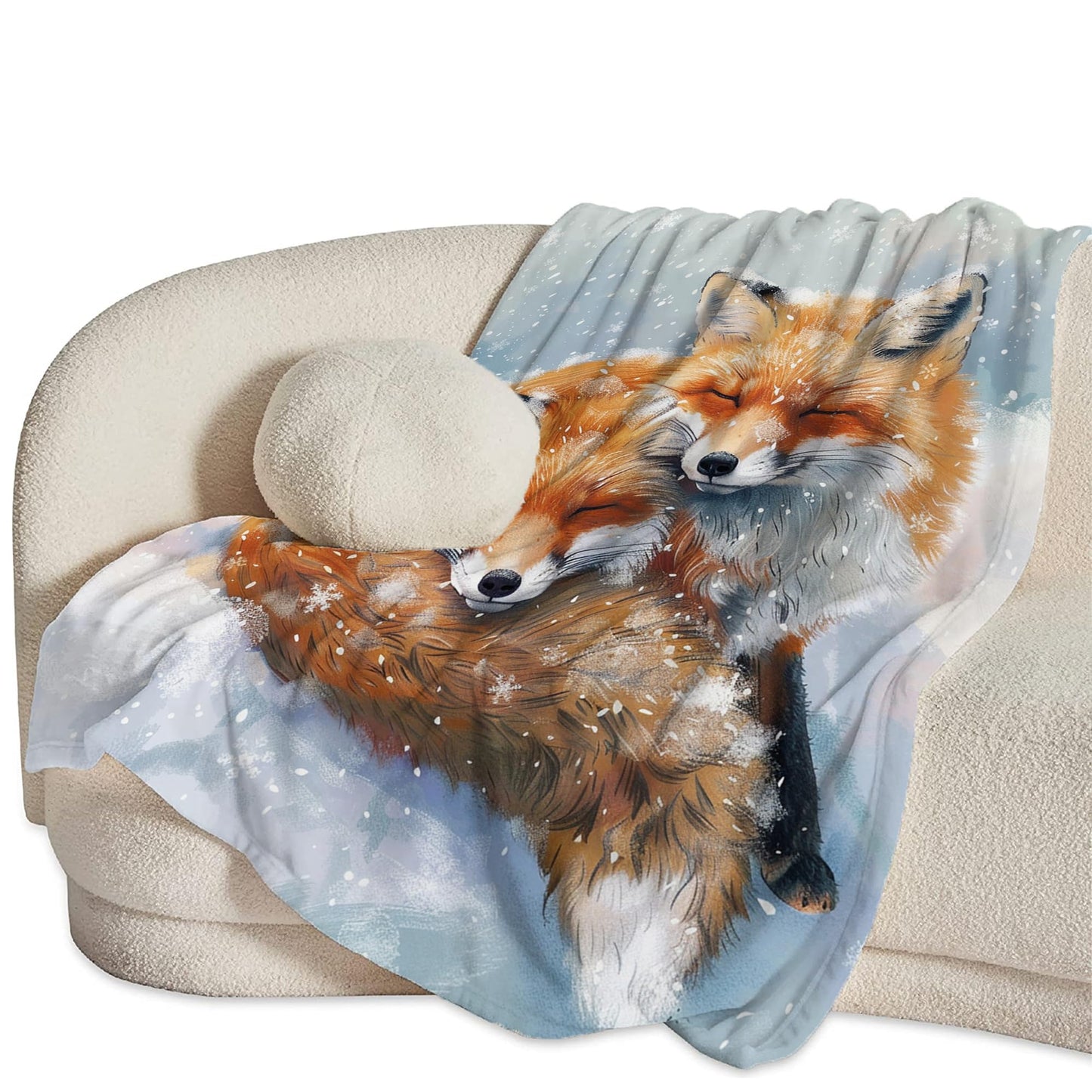 Fox Throw Blanket - Cute Animal Blanket for Girls, Women, Men & Boys - Soft, Warm, Cozy Fleece Blanket for Couch, Sofa, Bed - 50"x40"