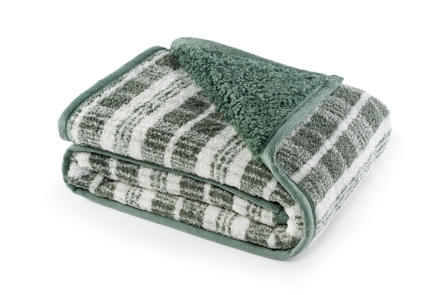 CBCHome Reversible Soft Sherpa Throw Blanket - Cute and Cozy Thick Throw for Couch, Warm Gifts for Women (Green Plaid, 50" x60")