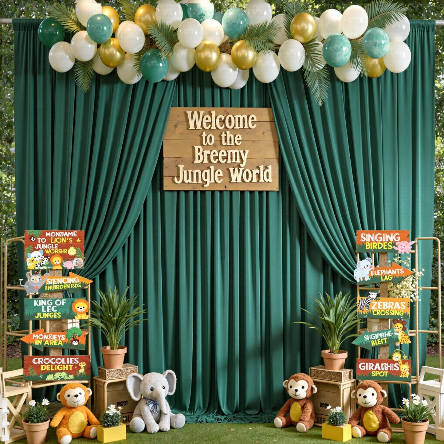 10ft×12ft Forest Green Backdrop Curtains for Wedding Parties, 2 Panels Wrinkle Free Polyester Photo Backdrop Drapes Back Drop Cloth for Birthday Photography Background