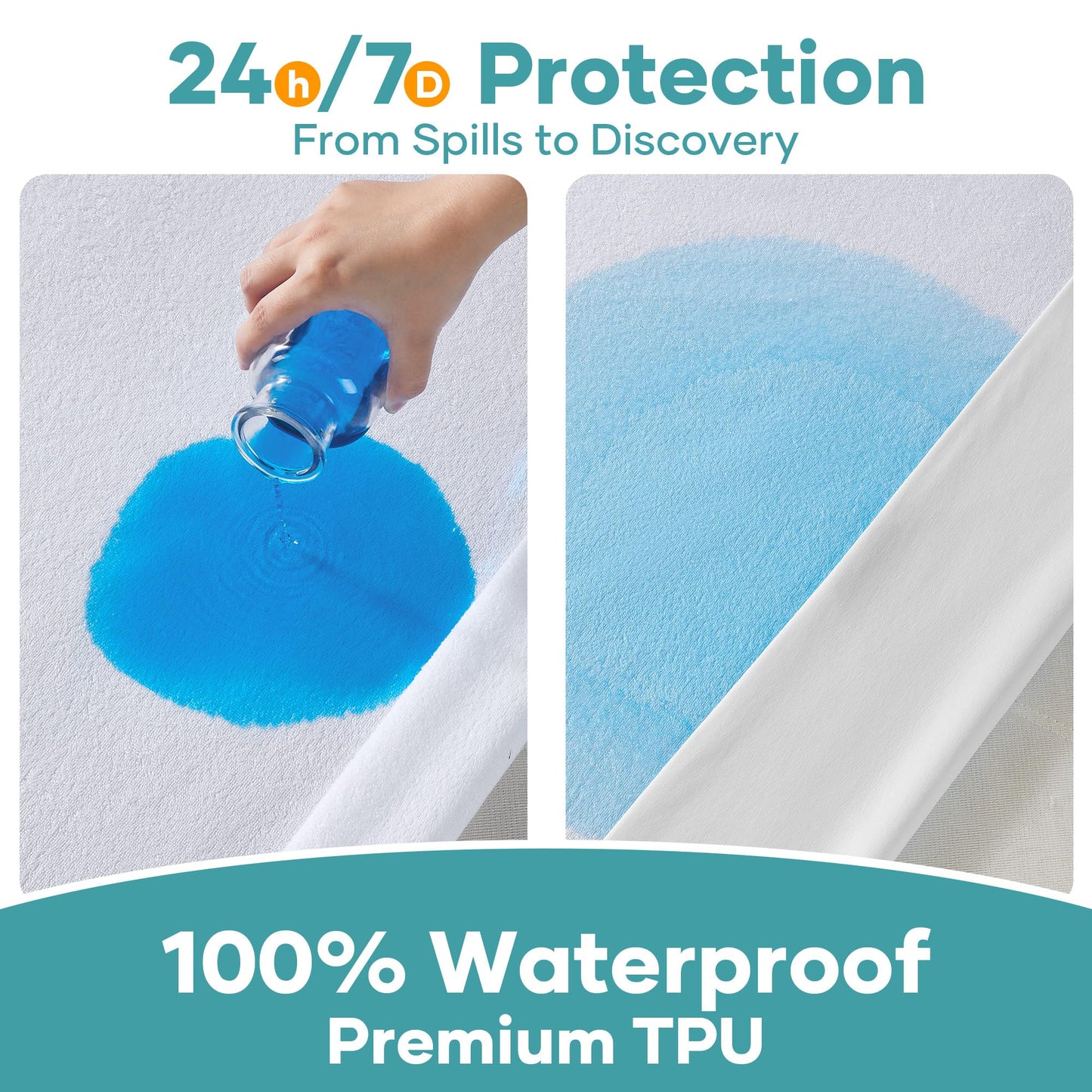 OhGeni 2 Pack Waterproof Mattress Protector, Twin Size Fitted Sheet with Deep Pocket, 6''-16'' Washable Hypoallergenic Mattresses Cover,Noiseless Soft Mattress Pad,Kids' Bedwetting,Pee & Dirt-Proof