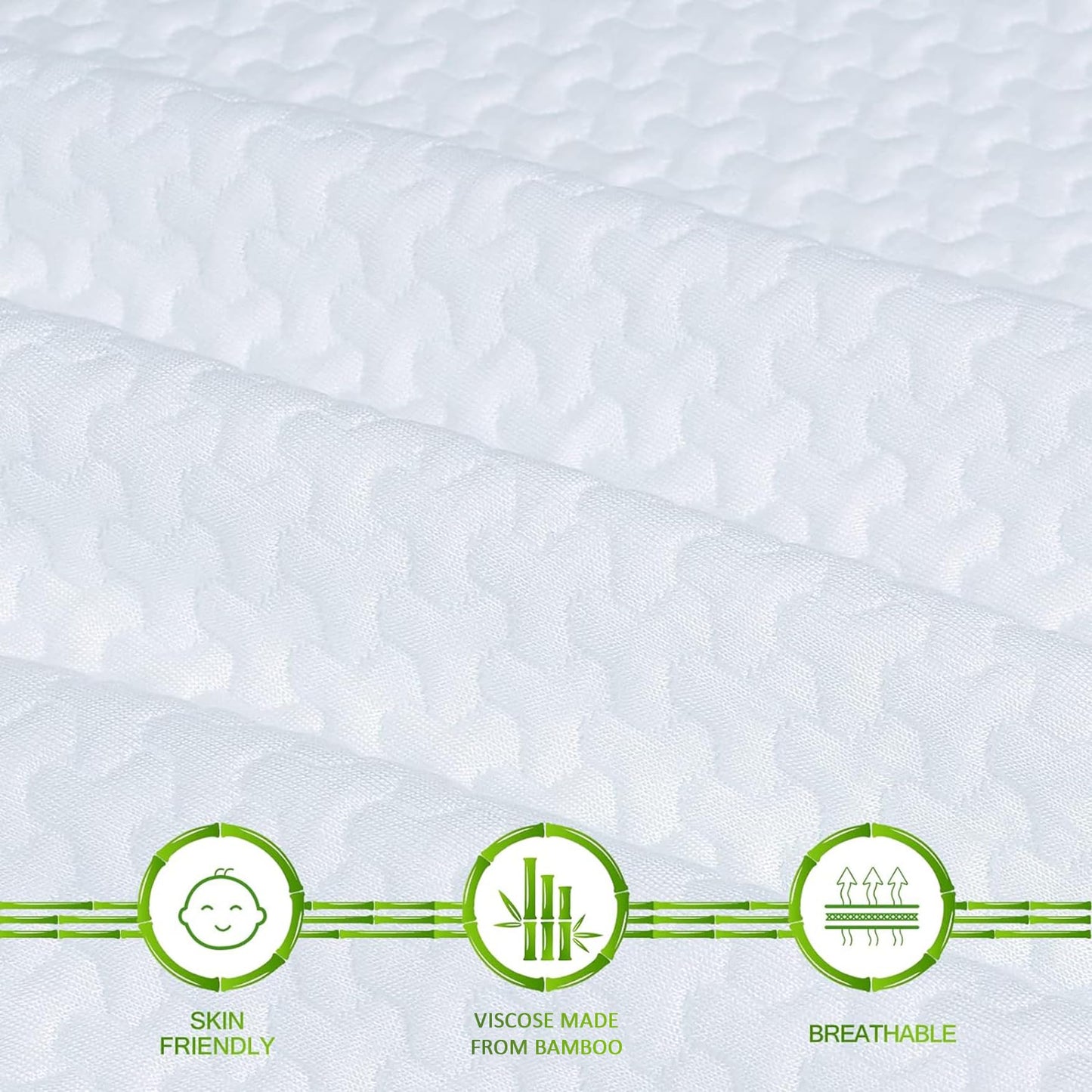 Mattress Topper Cover Queen Size (Only Cover) 3 Inch Mattress Protector Cooling Rayon Zippered Mattress Encasement with Adjustable Straps for Latex Mattress Topper Memory Foam Cover