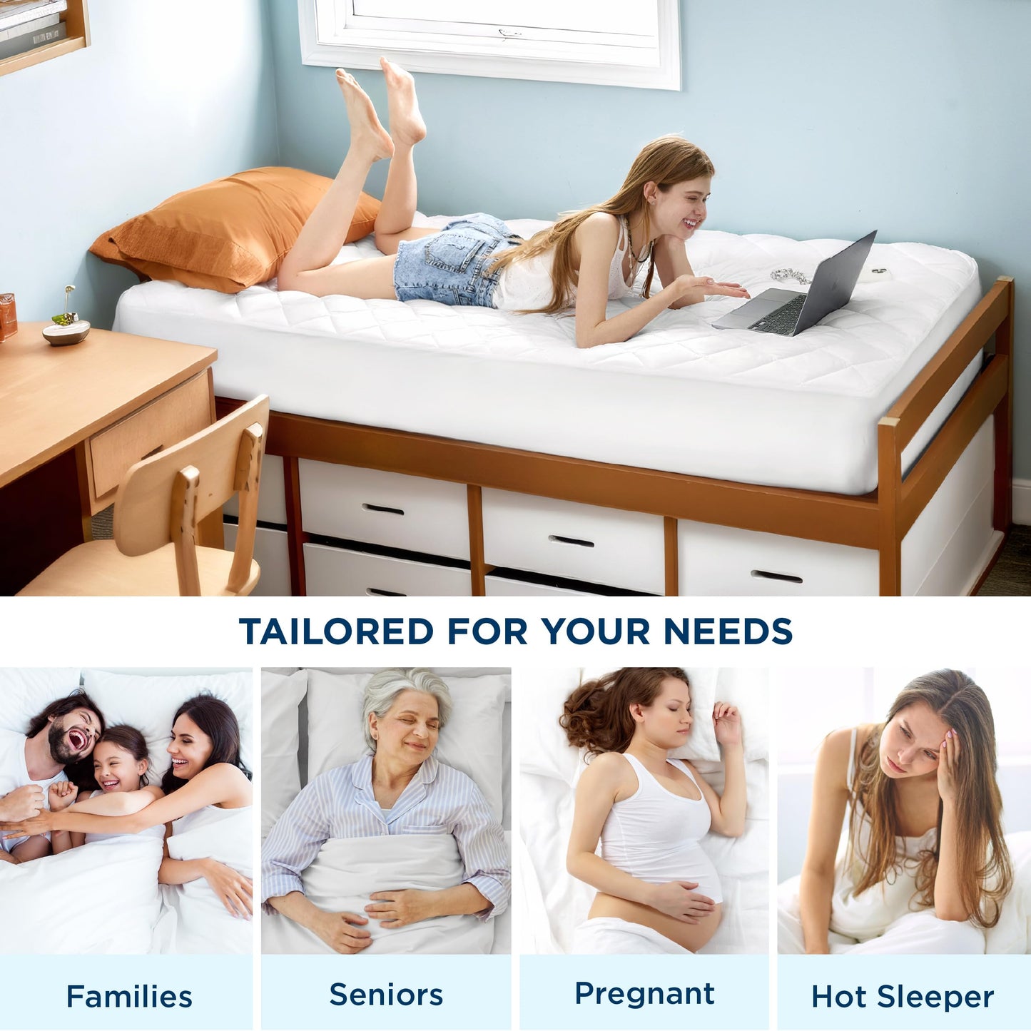 Bedsure Twin XL Mattress Protector, Quilted Waterproof Mattress Pad with Deep Pocket up to 22 Inches, Soft Breathable Noiseless Mattress Topper, Bed Cover for Home Bedroom Hotel – White