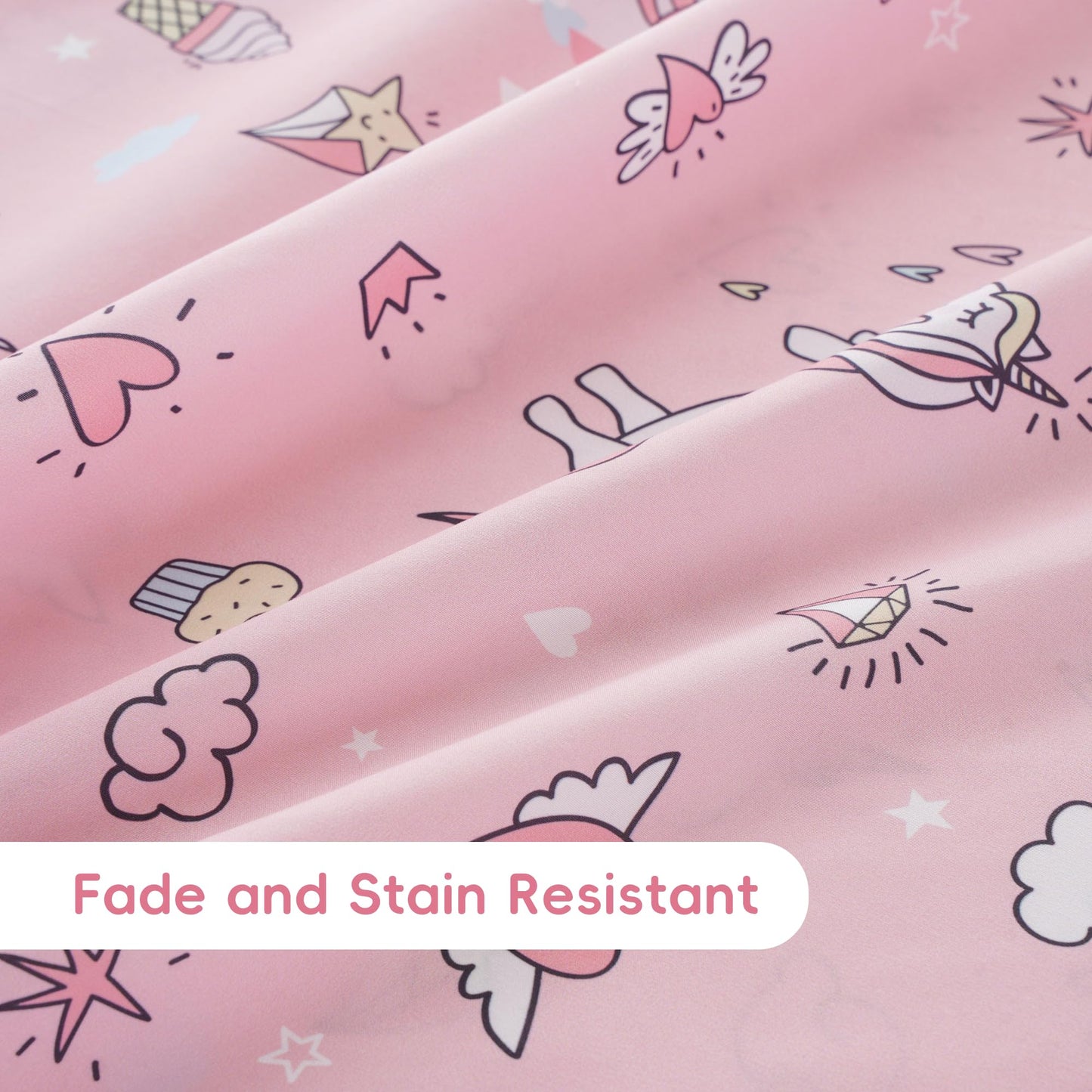 Bunnikins & Clover Unicorn Kids Sheet Set Twin Size, 3 Piece Soft Microfiber Bed Sheets, Deep Pocket Pink Toddler Bedding Set for Boys Girls