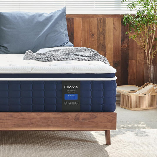 Coolvie Mattress Queen Size, 12 Inch Hybrid Foam, Medium Firm