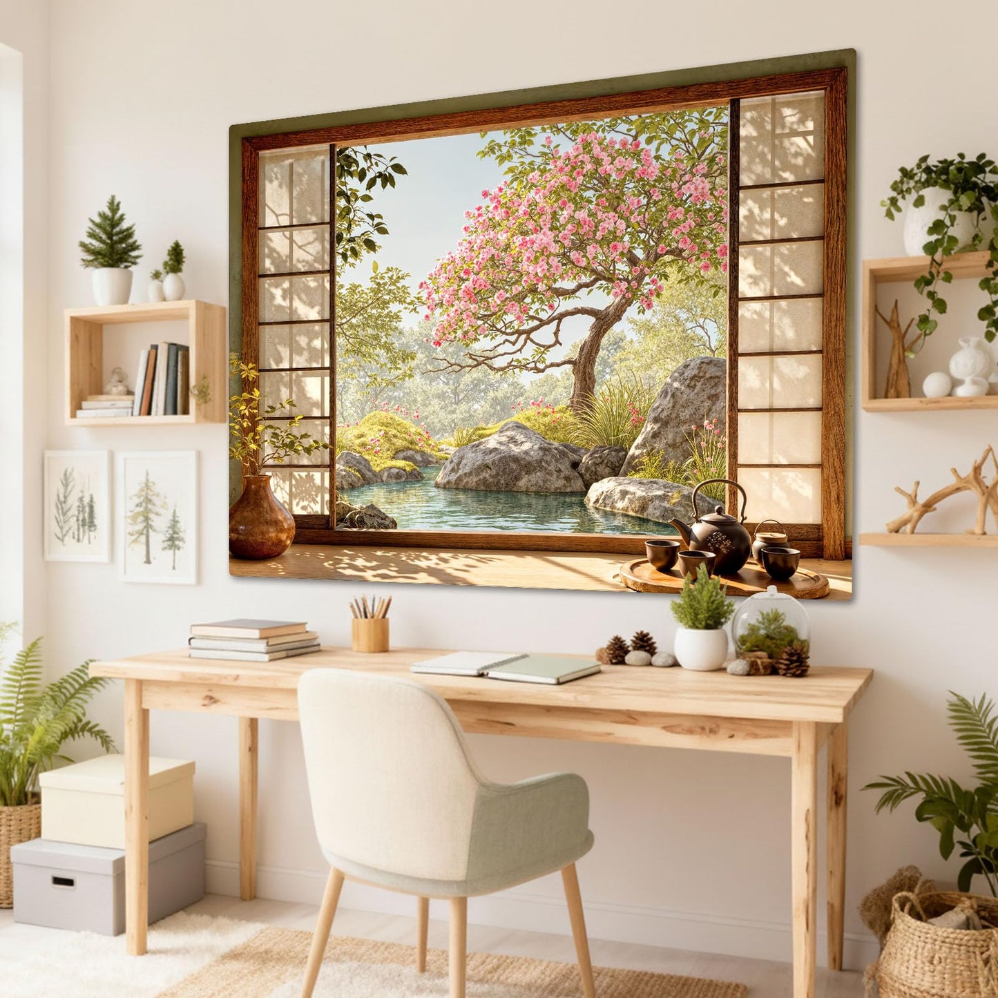 Lifeel Japanese Scenery Tapestry, Aesthetics Nature Landscape Tapestries, Asian Home Decor for Bedroom Meditation Room Living Room, 36x48 inches